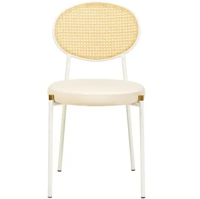 Euston Collection Modern Dining Chair White Frame In Beige - Set of 2