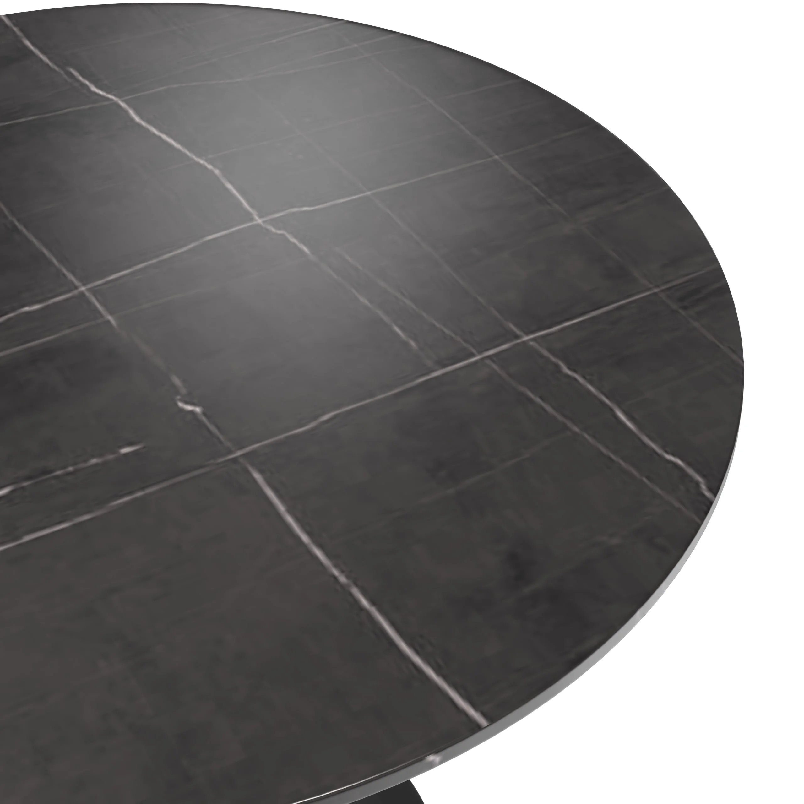 5-Piece Dining Set with 36" Round Dining Table Black Sintered Stone Top and Black Pedestal with 4 Velvet Dining Chairs in White Steel Legs in Beige