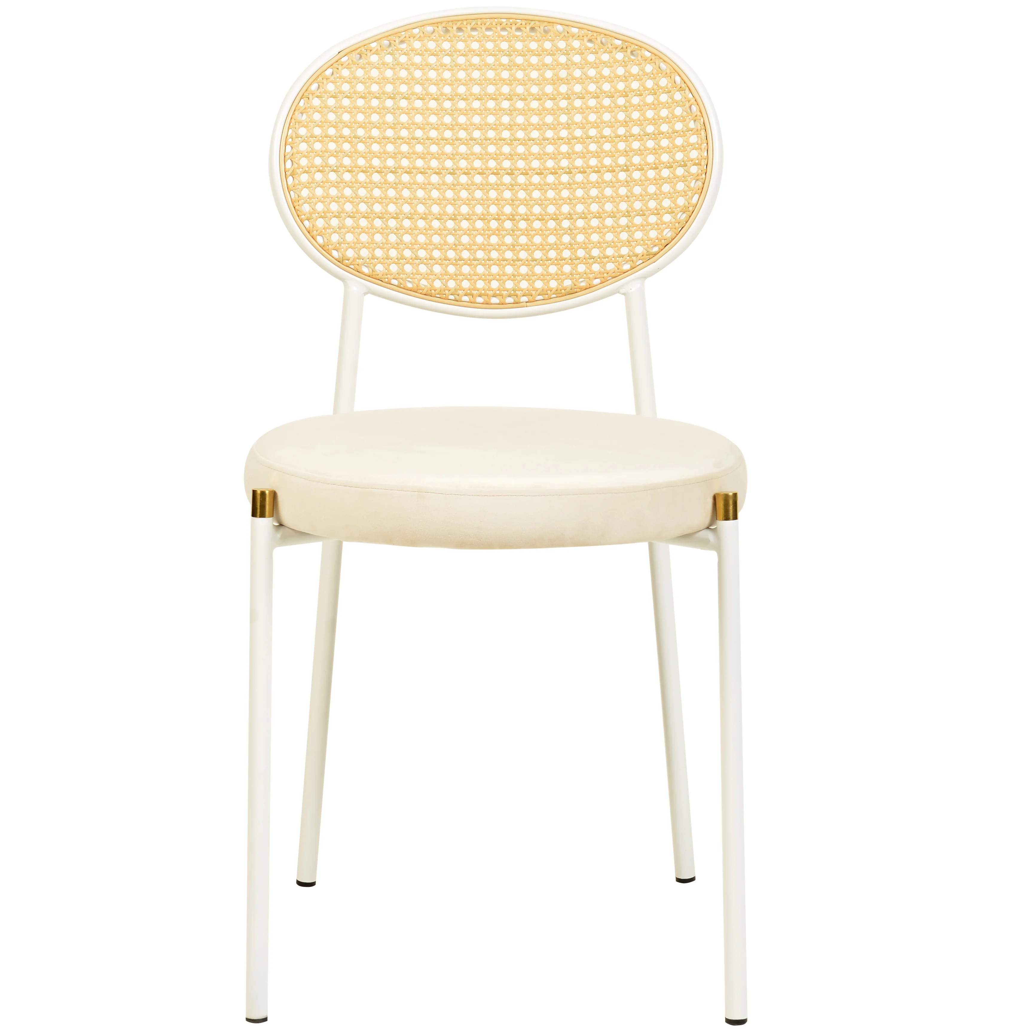 Euston Collection Modern Dining Chair White Frame In Beige - Set of 4