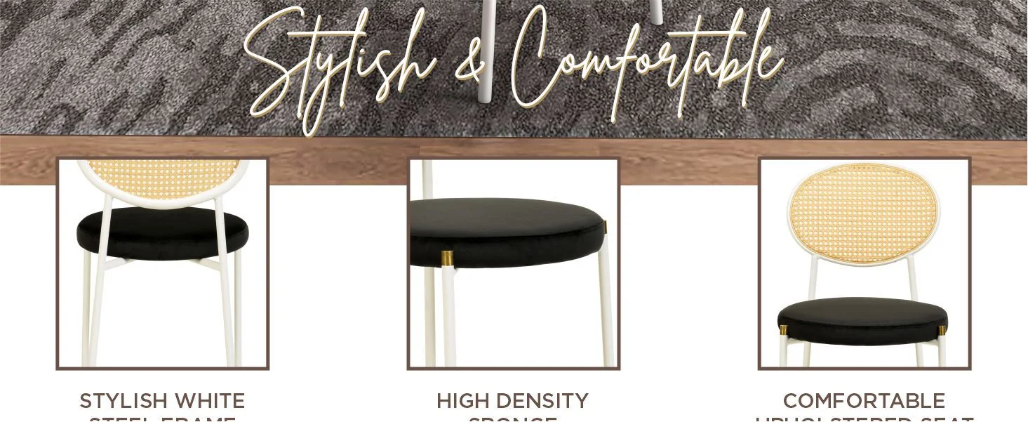 Euston Collection Modern Dining Chair White Frame In black - Set of 4