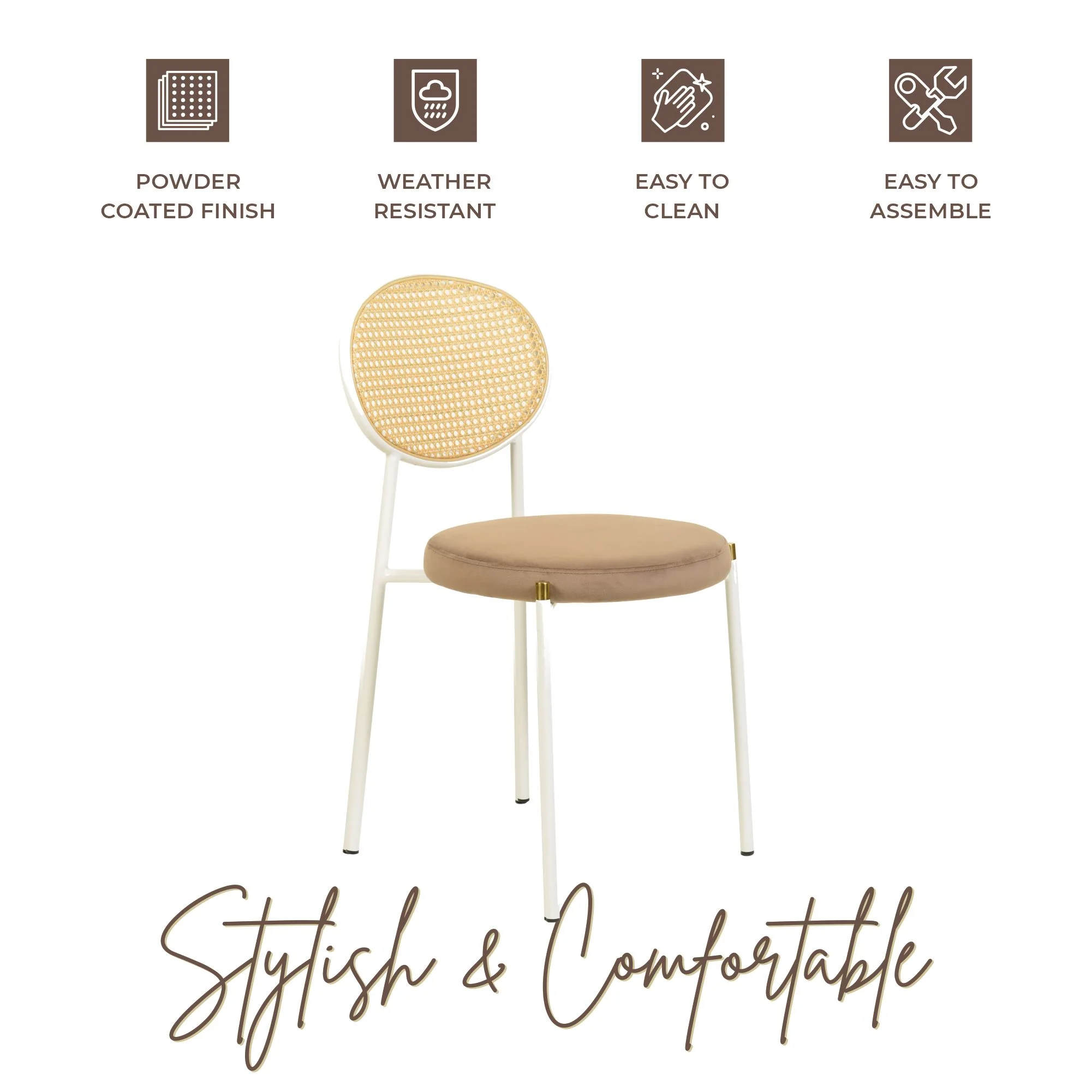 Euston Collection Modern Dining Chair White Frame In Brown