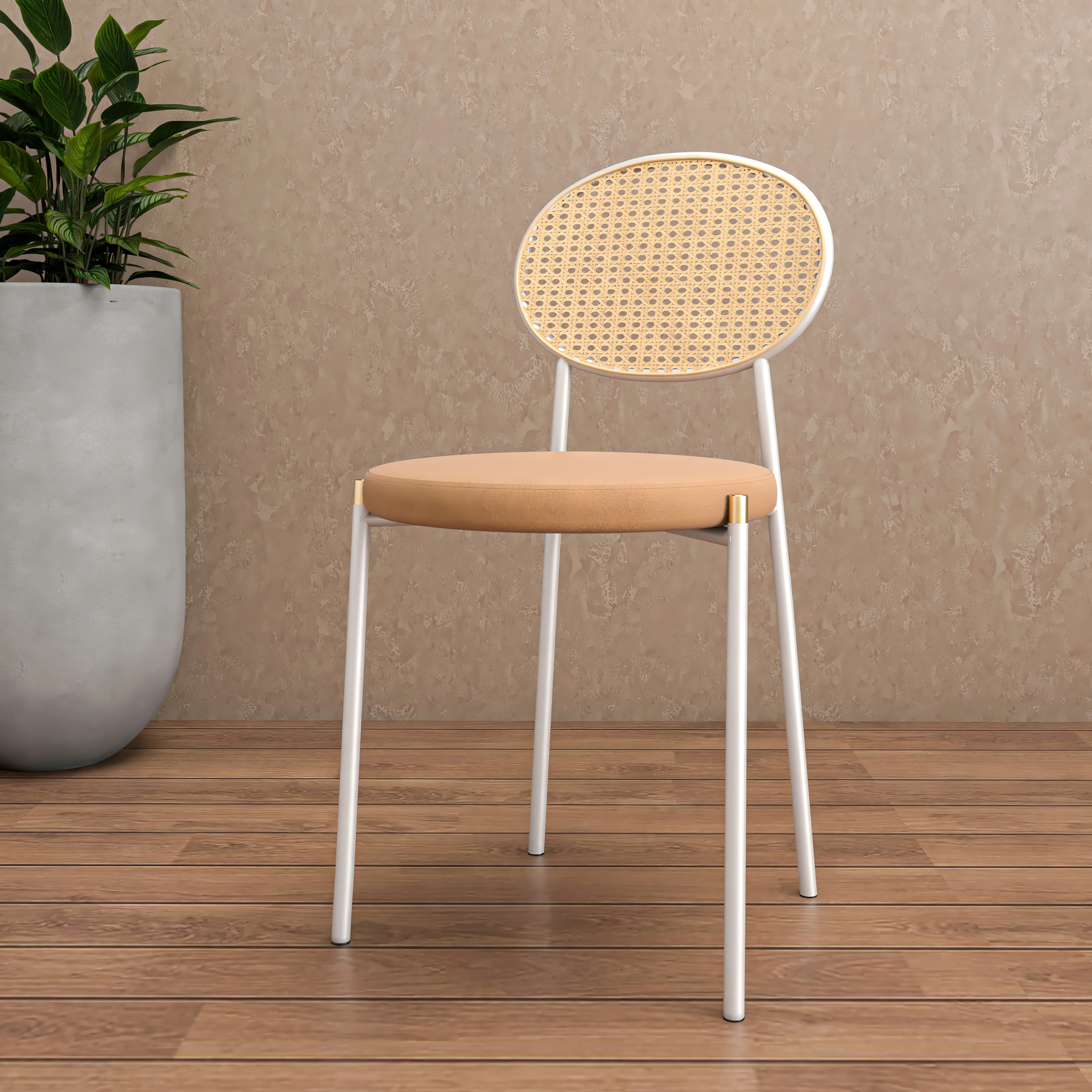 Euston Collection Modern Dining Chair White Frame In Brown