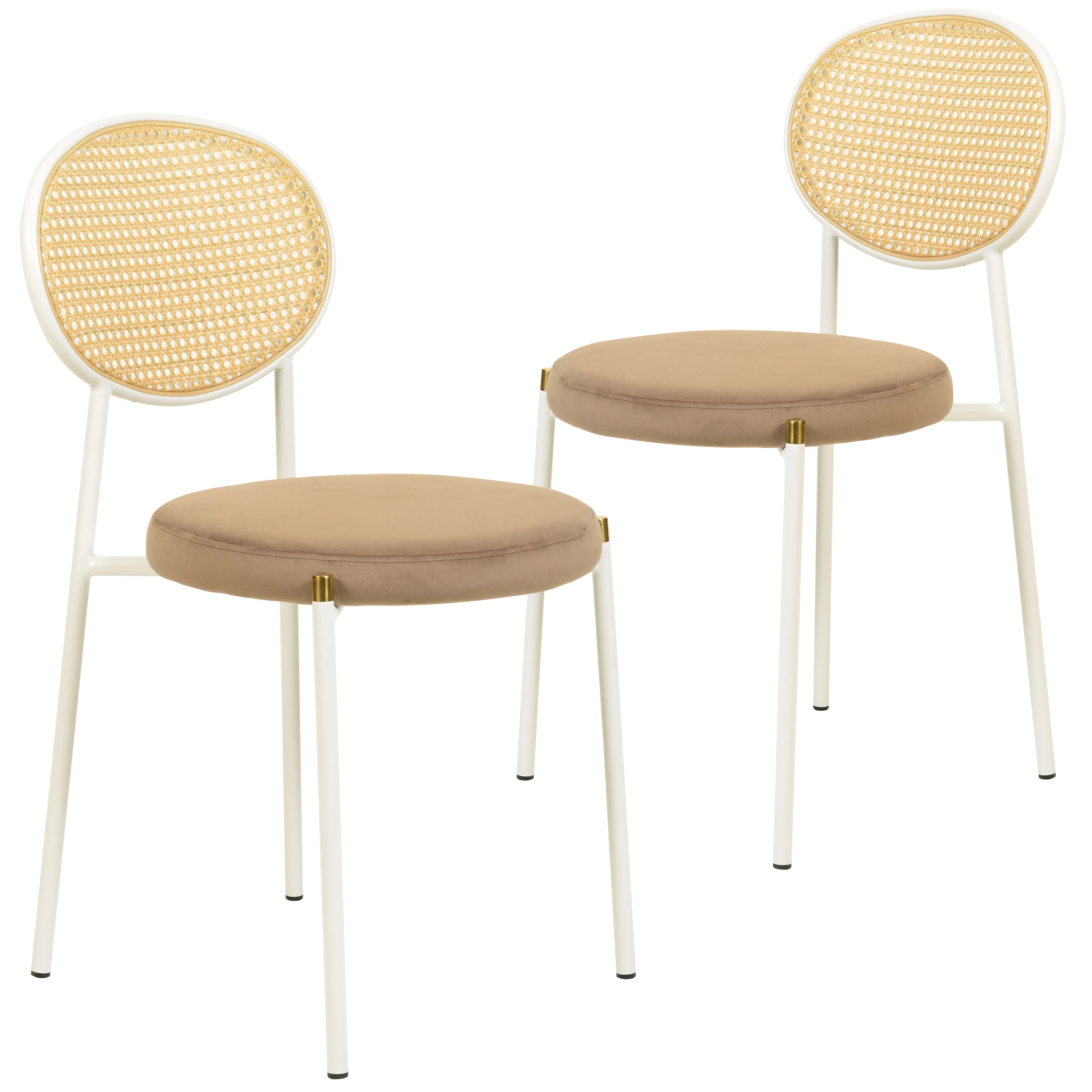 Euston Collection Modern Dining Chair White Frame In Brown - Set of 2