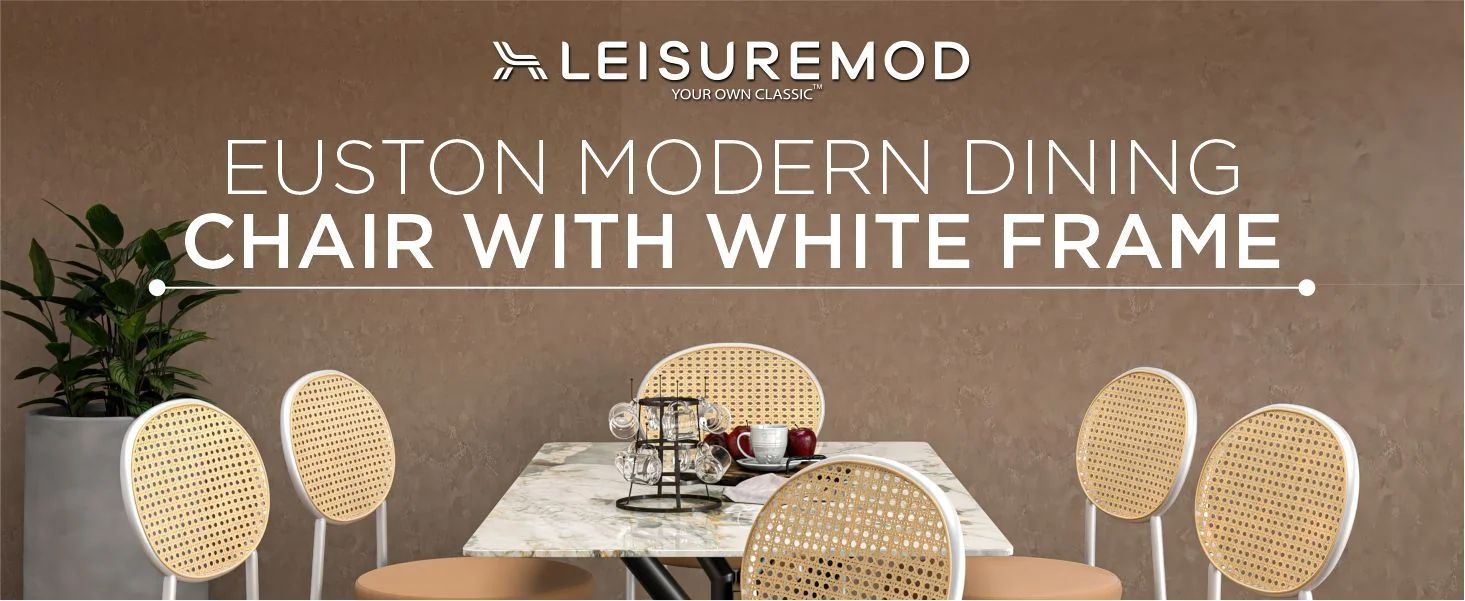 Euston Collection Modern Dining Chair White Frame In Brown - Set of 2