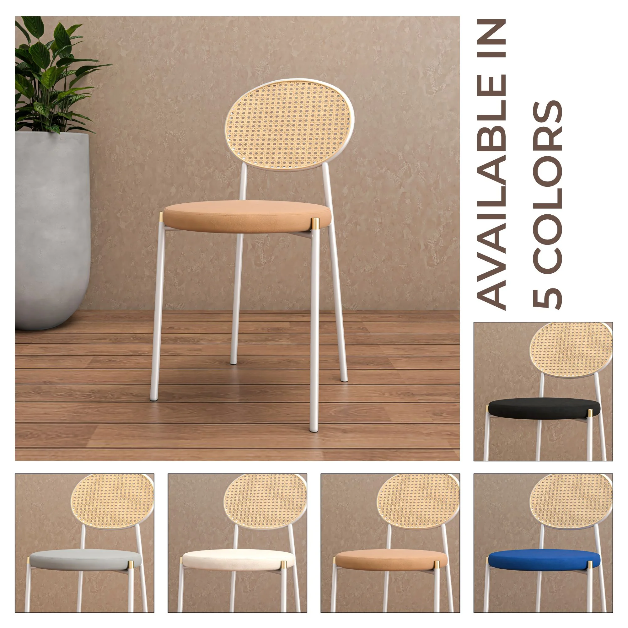 Euston Collection Modern Dining Chair White Frame In Brown - Set of 4