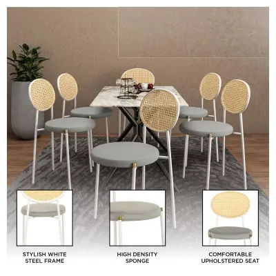Euston Collection Modern Dining Chair White Frame In Grey