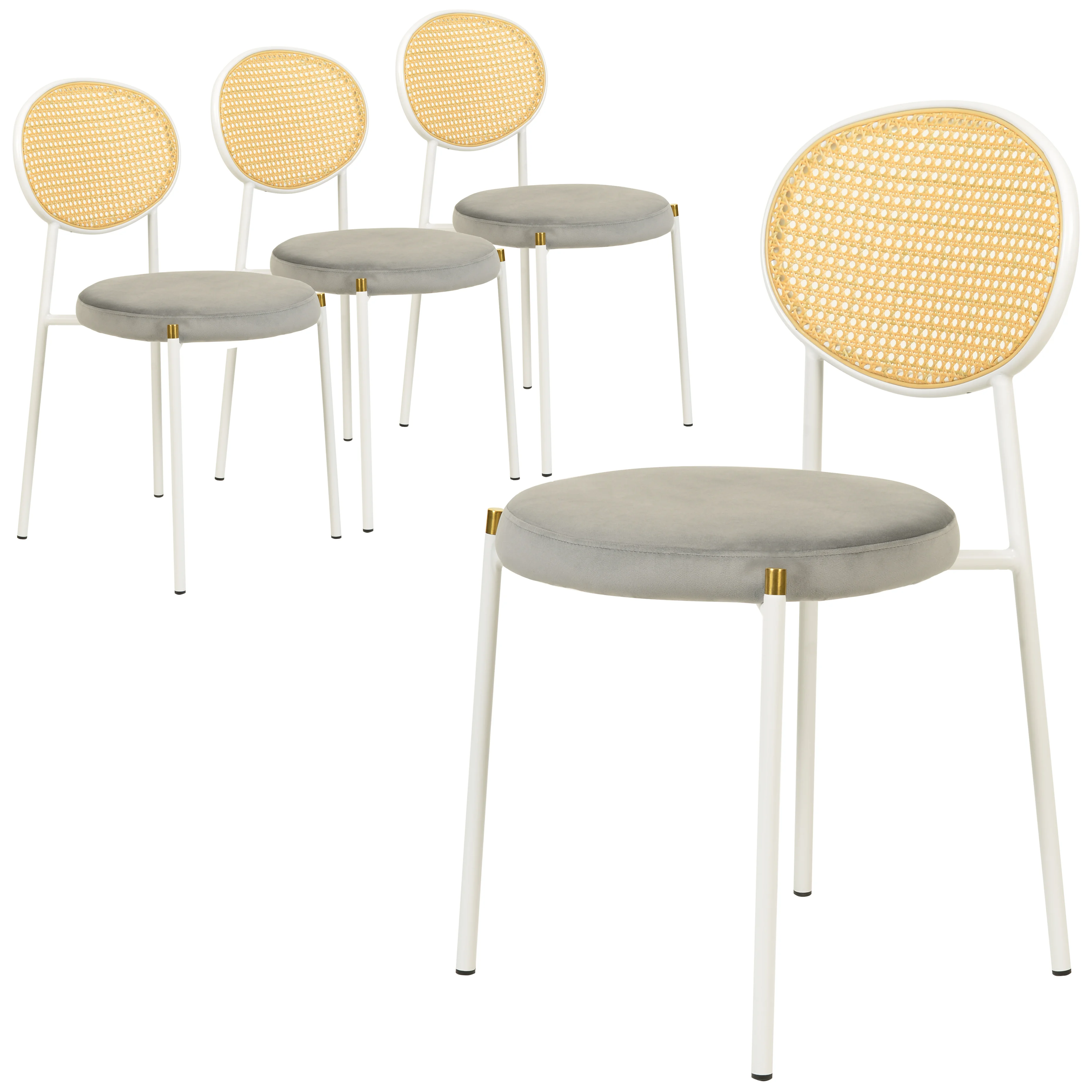 Euston Collection Modern Dining Chair White Frame In Grey - Set of 4