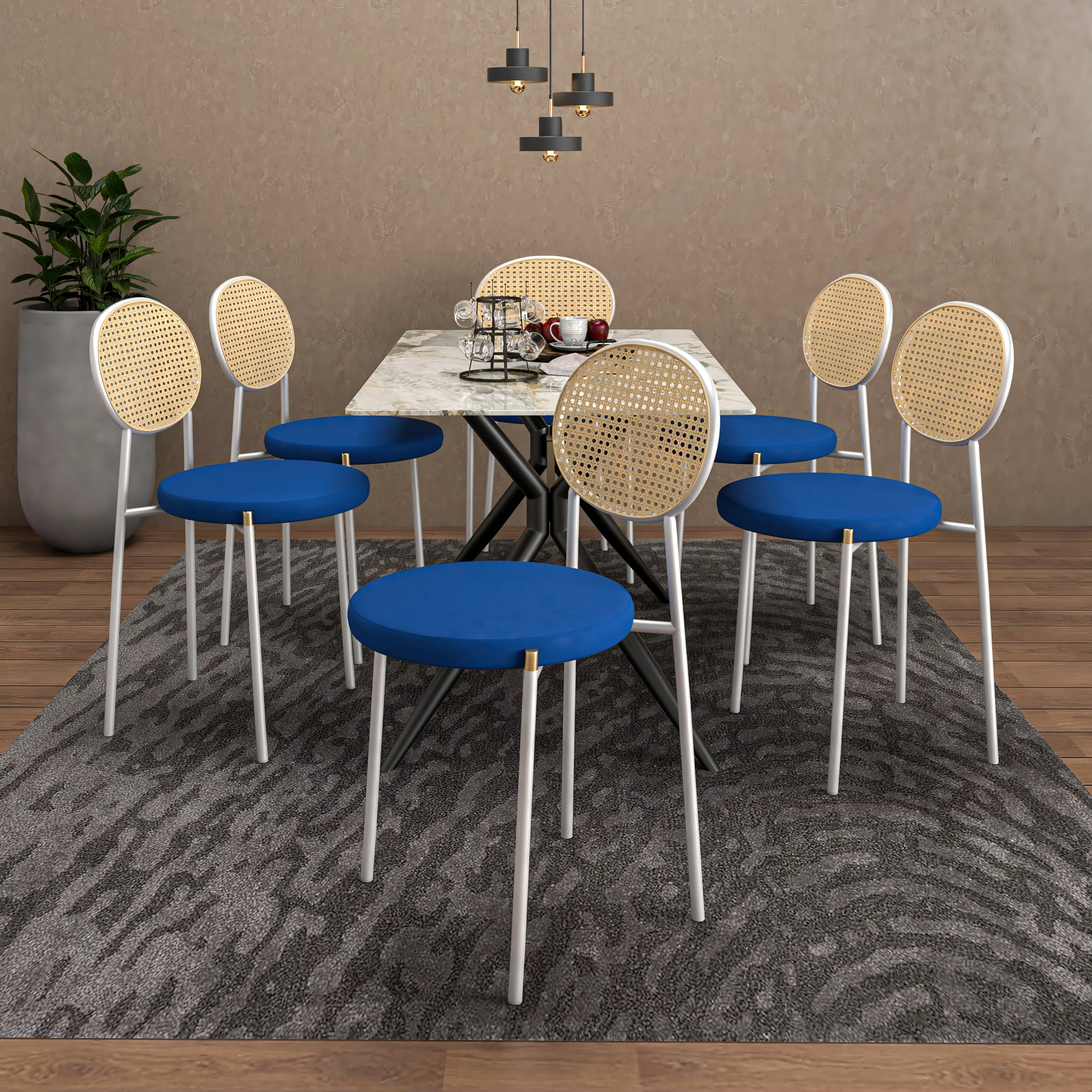 Euston Collection Modern Dining Chair White Frame In Blue