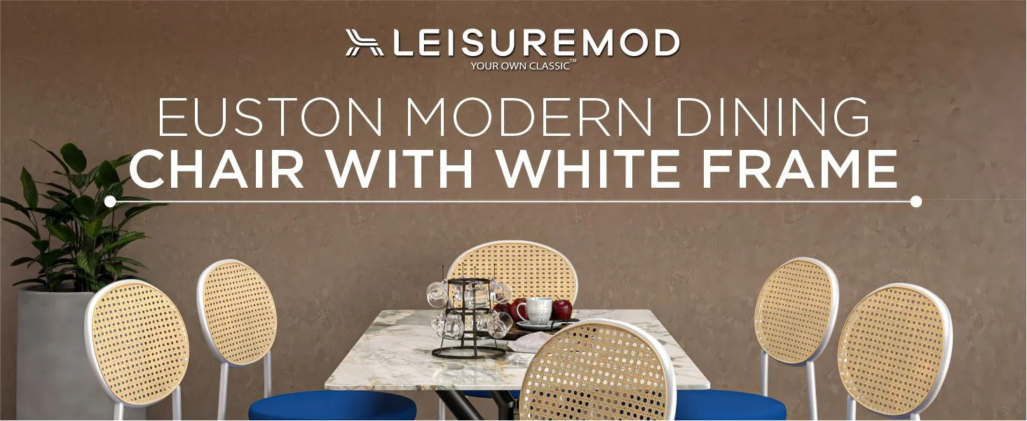 Euston Collection Modern Dining Chair White Frame In Blue