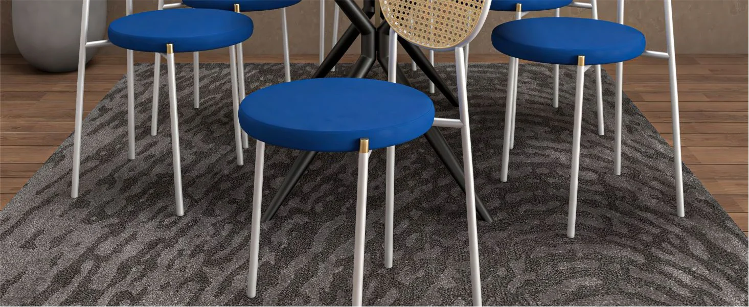 Euston Collection Modern Dining Chair White Frame In Blue - Set of 2