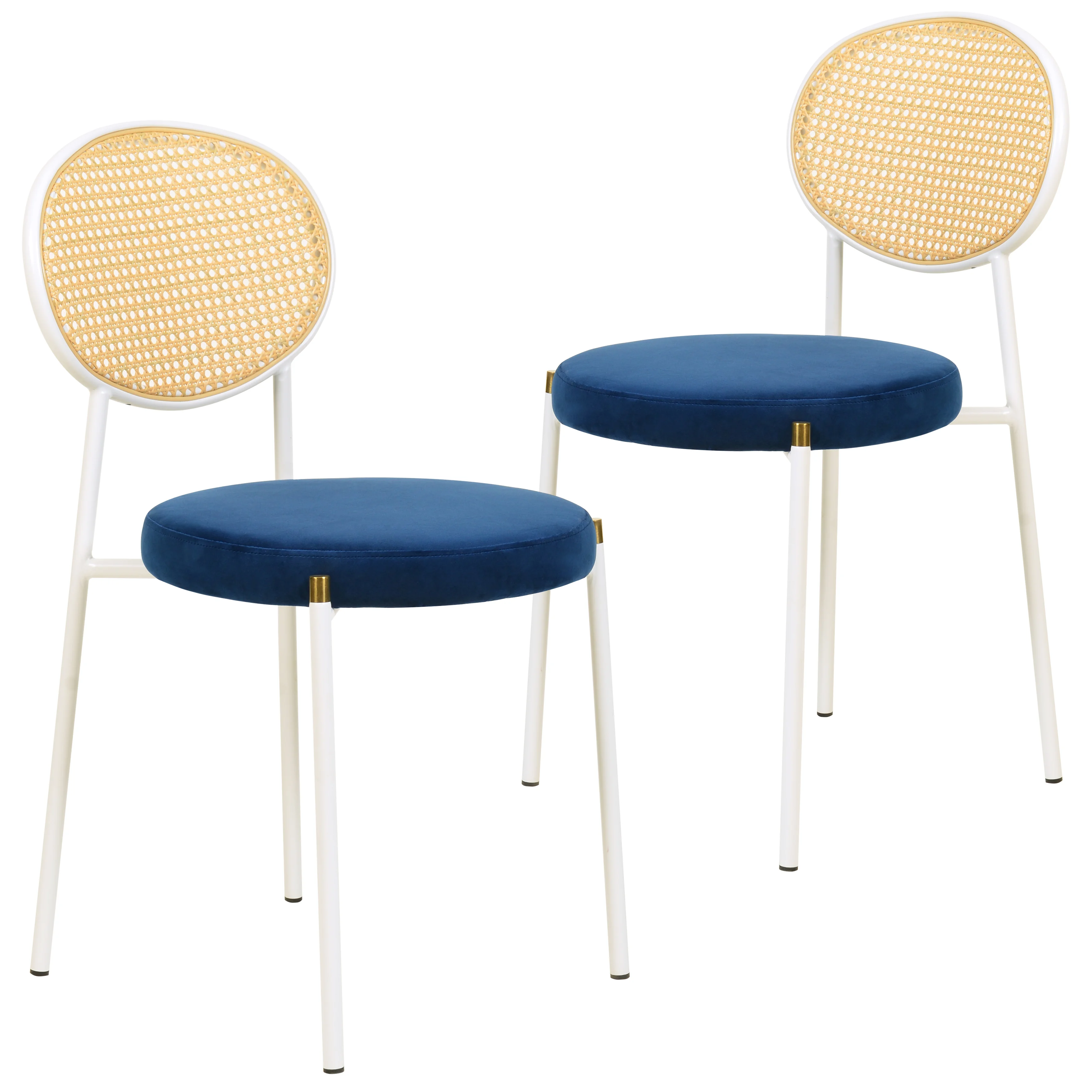 Euston Collection Modern Dining Chair White Frame In Blue - Set of 2