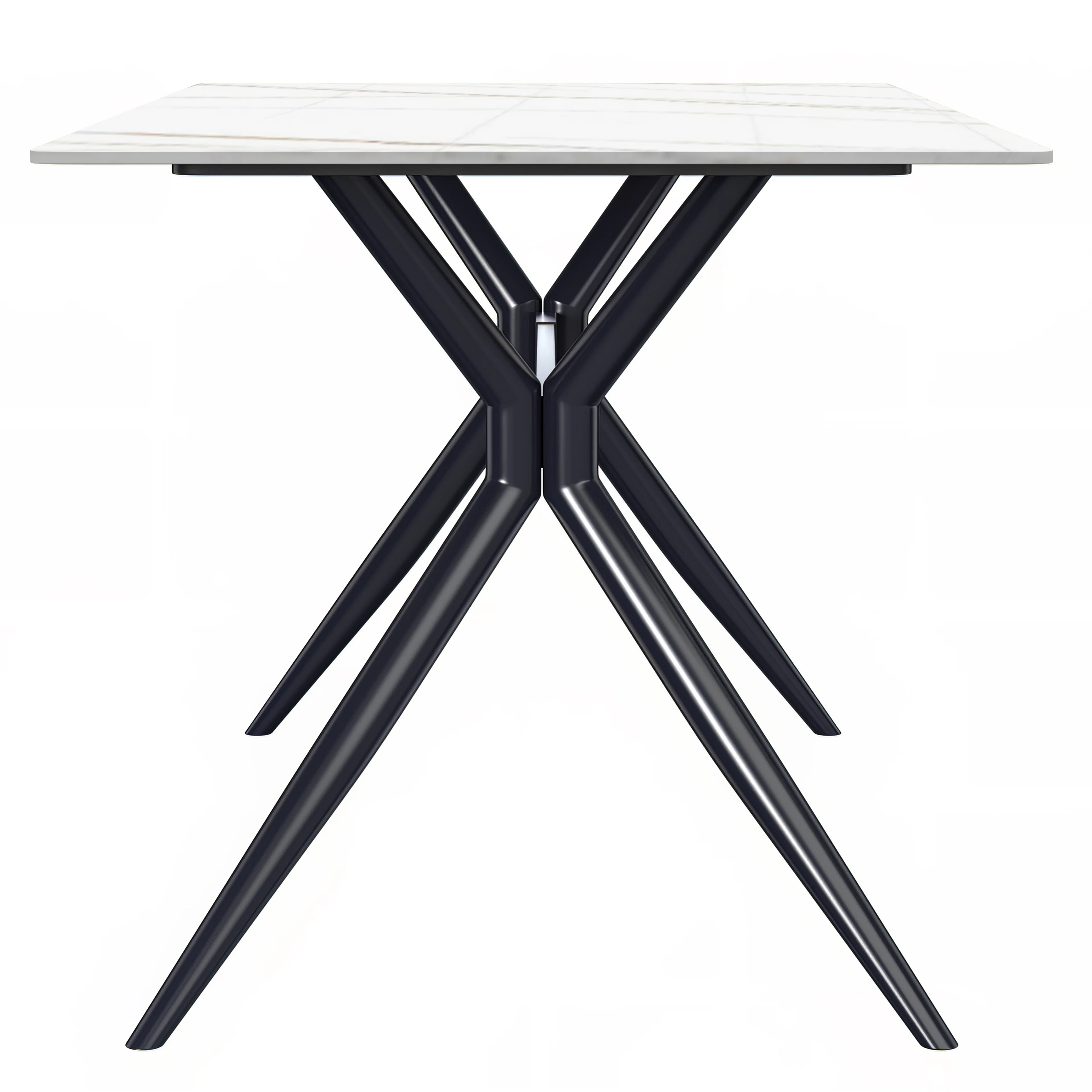 7-Piece Dining Set with Rectangular Sintered Stone Dining Table and 6 Velvet Dining Side Chairs with Wicker Back