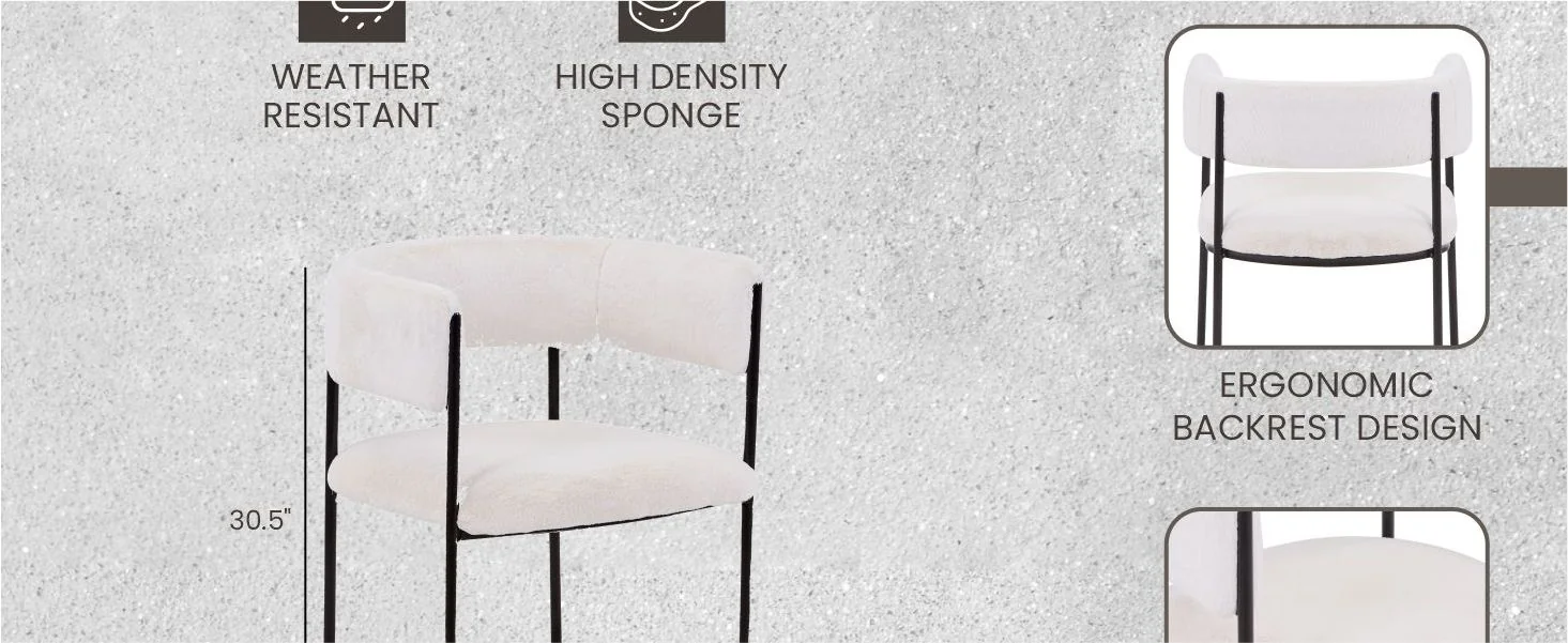 Elias Dining Chair Upholstered in Leather Velvet and Powder Coated Iron Legs