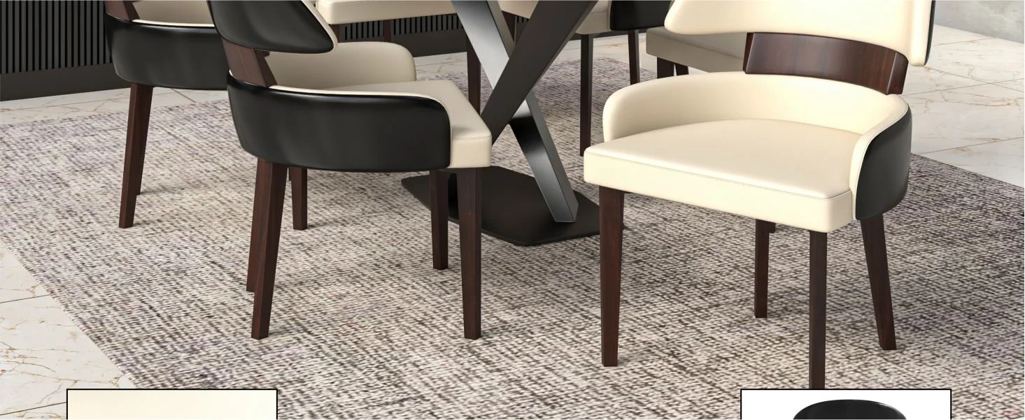 Ethos Collection Modern Wooden Dining Chair in Black/Cream