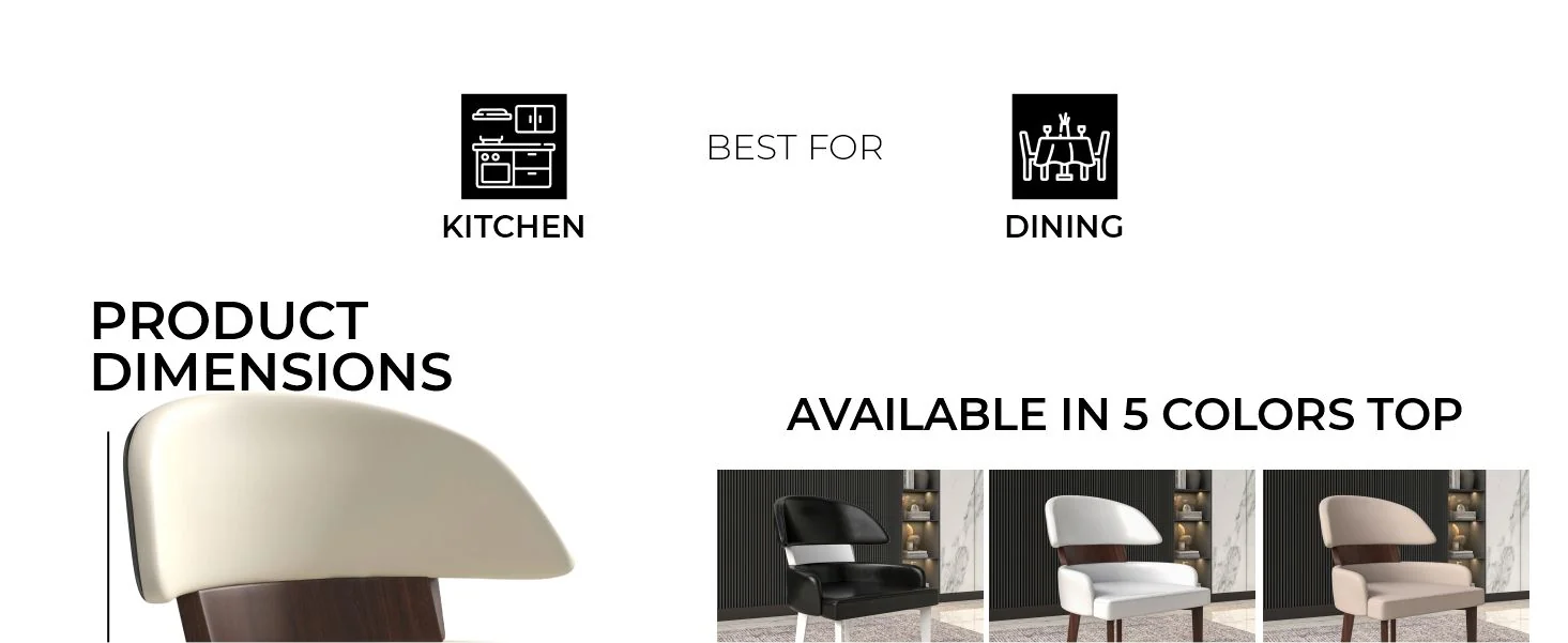 Ethos Collection Modern Wooden Dining Chair in Black/Cream