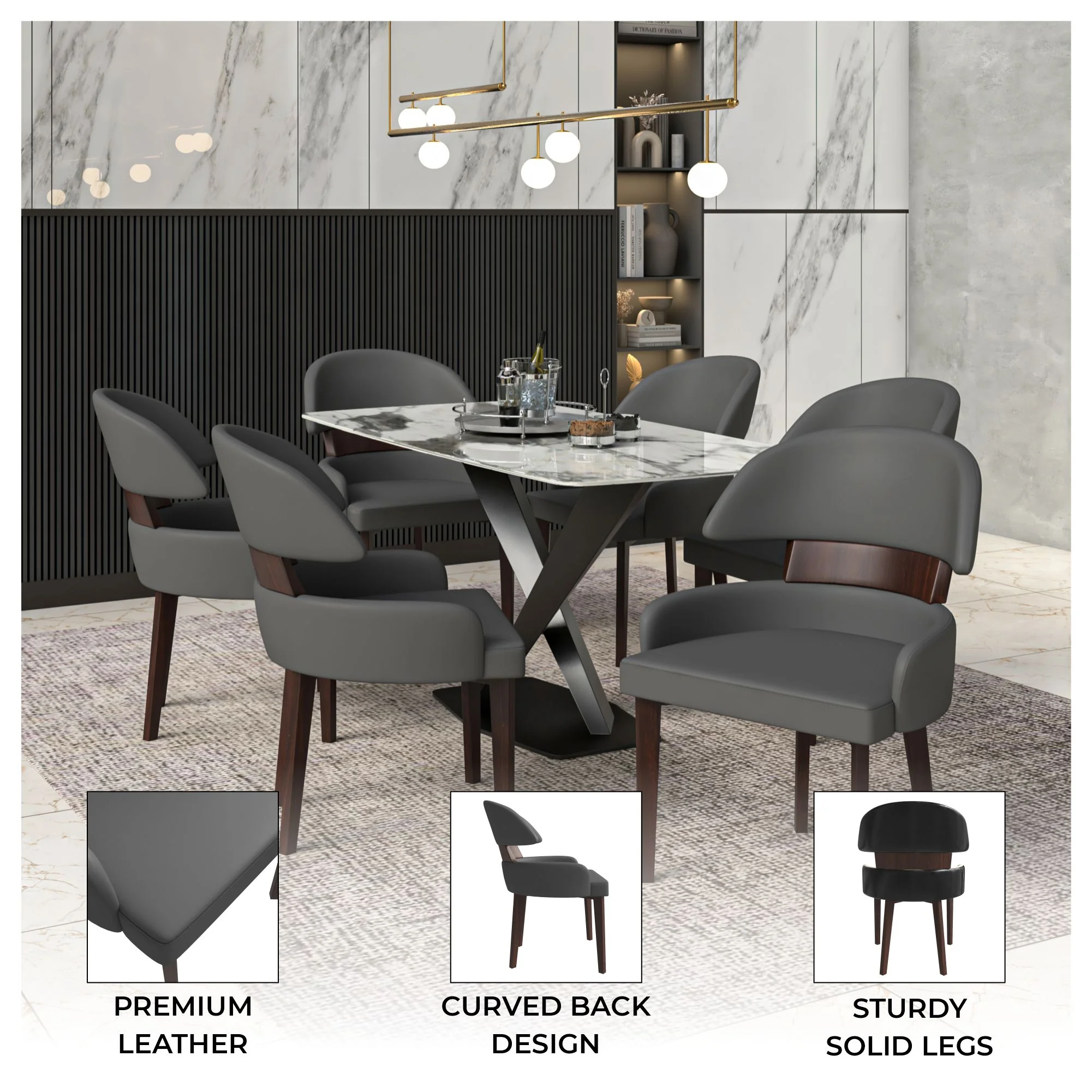 Ethos Collection Modern Wooden Dining Chair in Grey