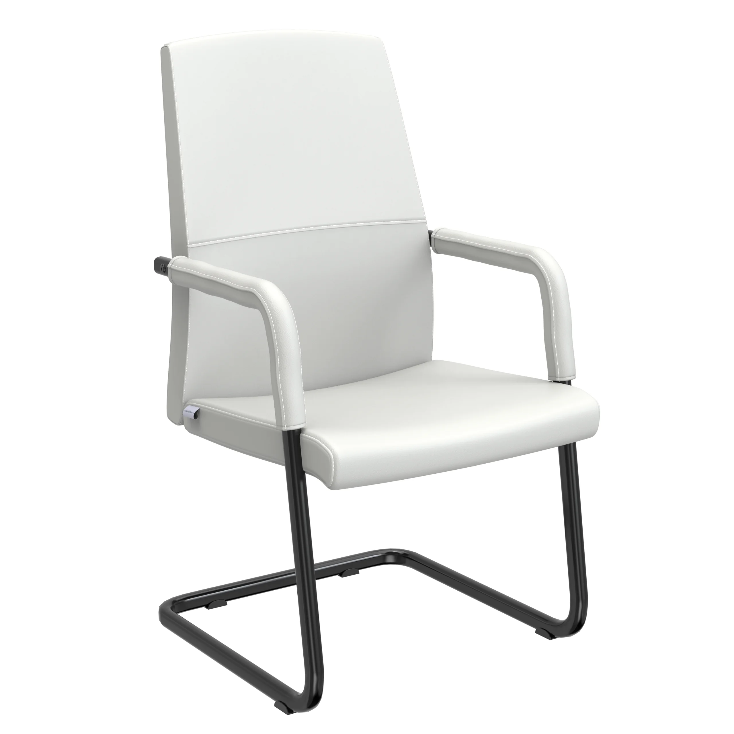 Evander Office Guest Chair in White Leather
