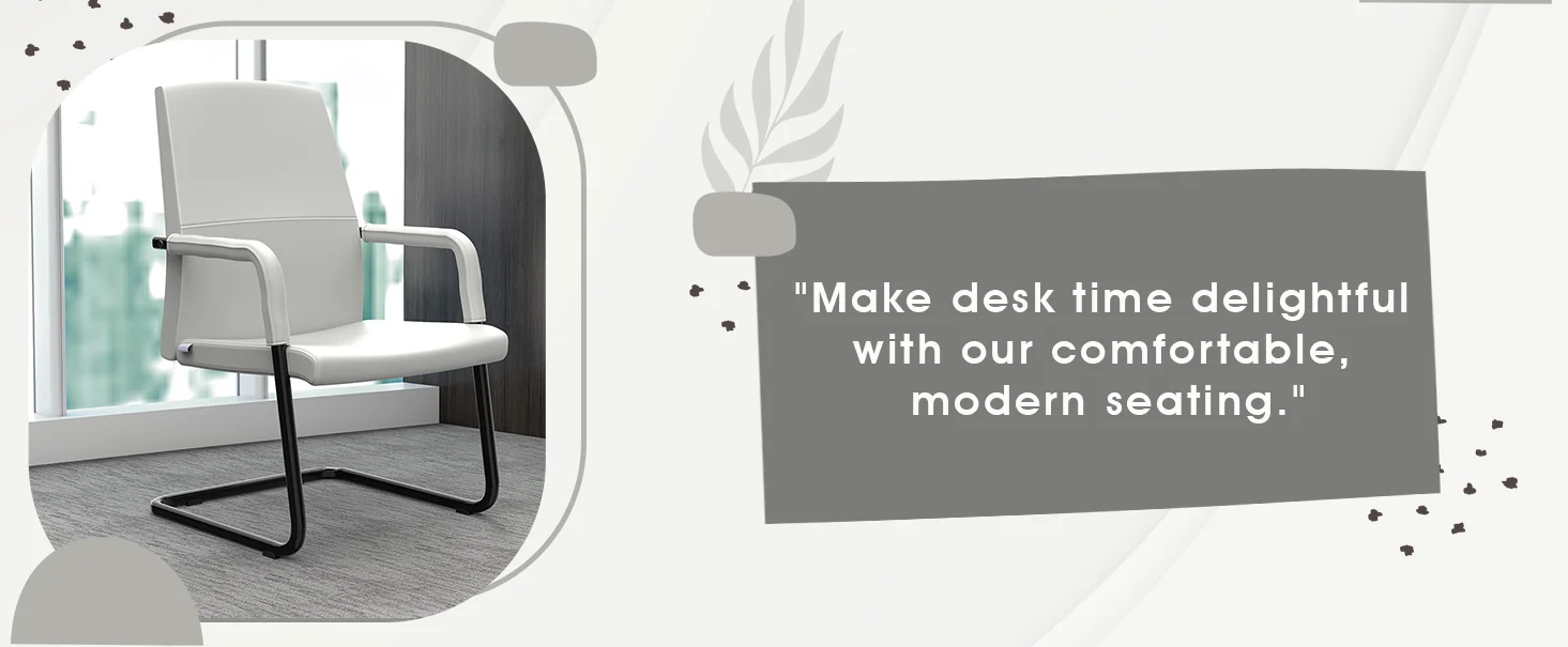 Evander Office Guest Chair in White Leather