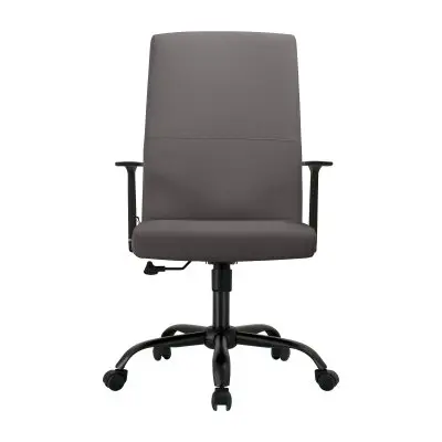 Evander Series Office Guest Chair in Grey Leather