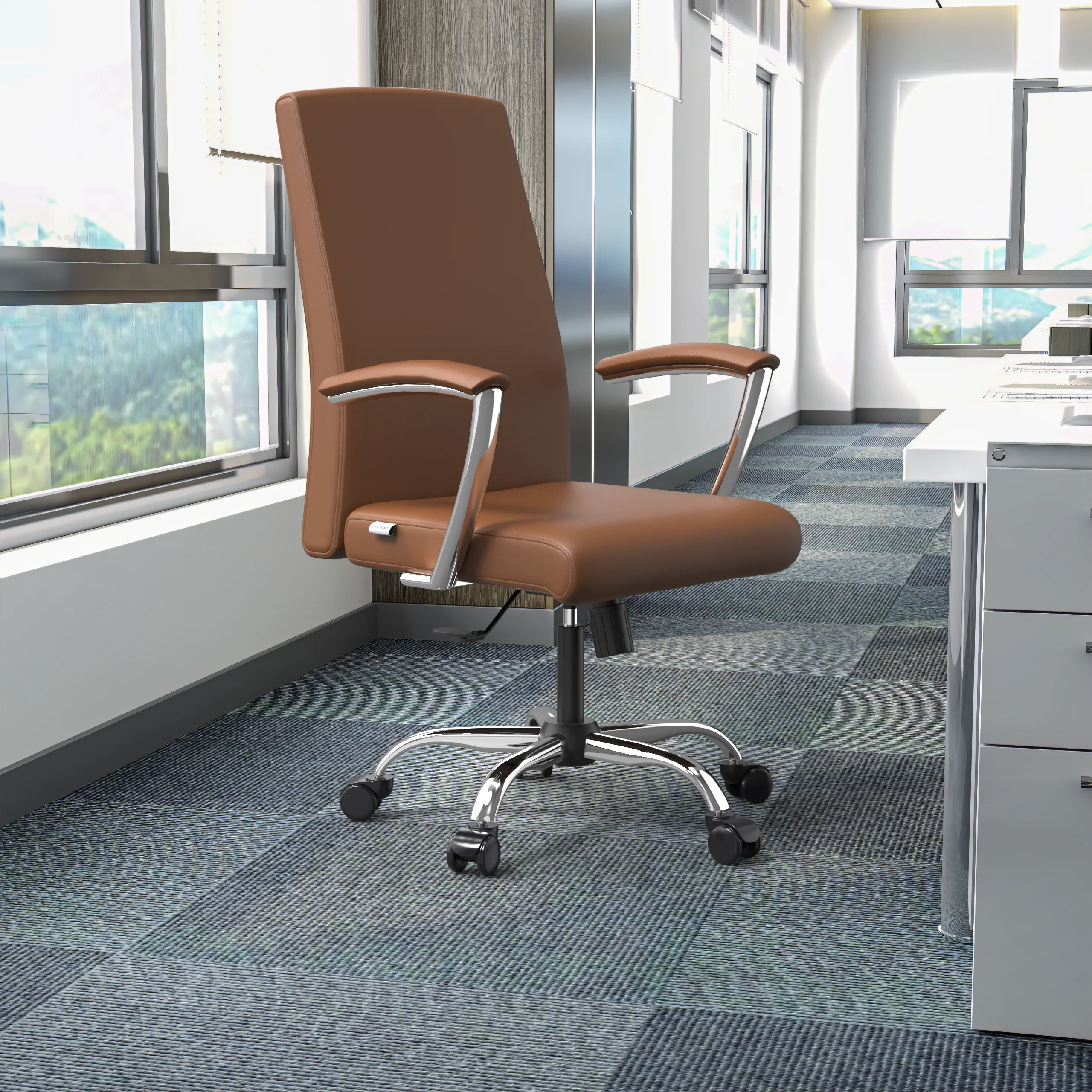 Evander Series Office Chair in Dark Brown Leather