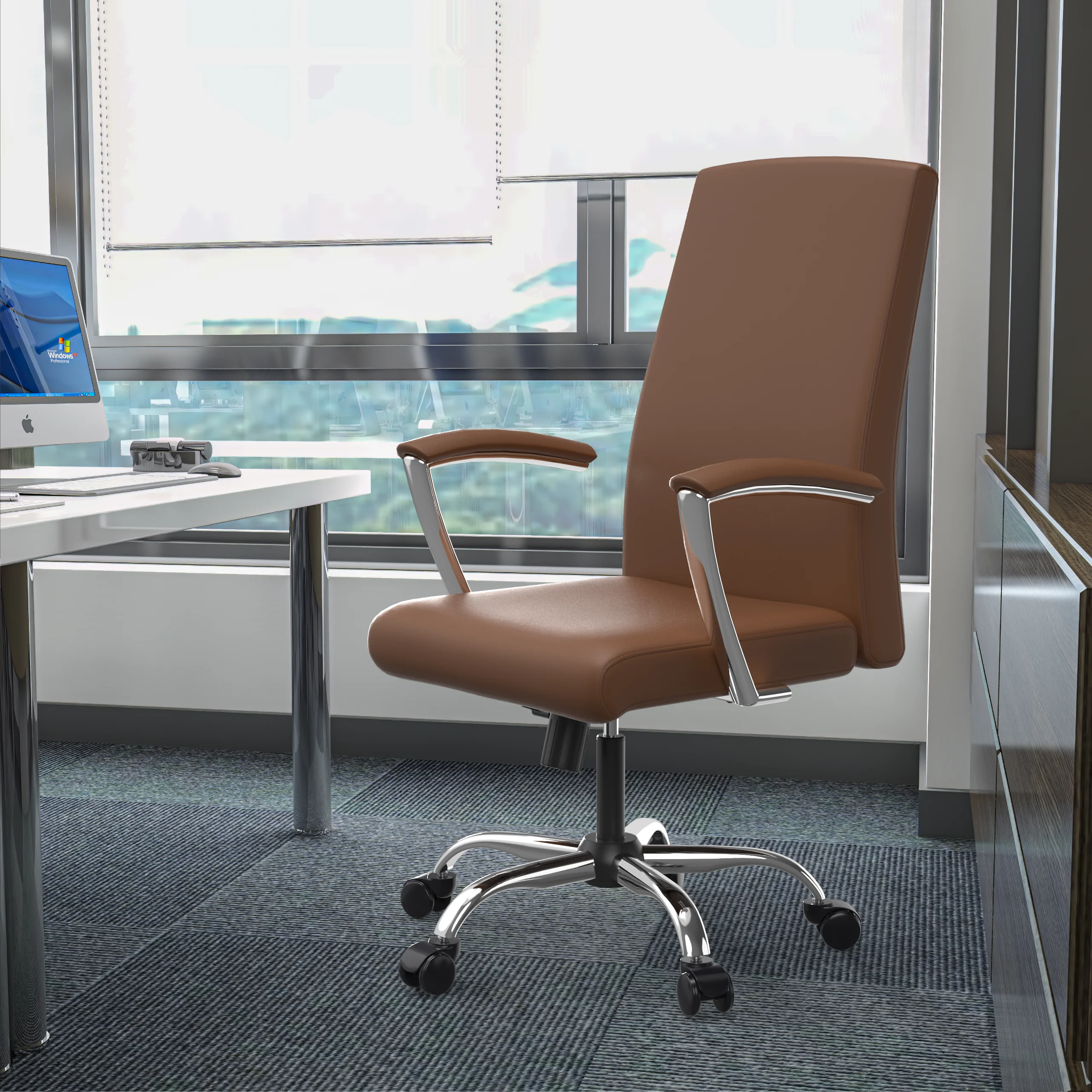 Evander Series Office Chair in Dark Brown Leather