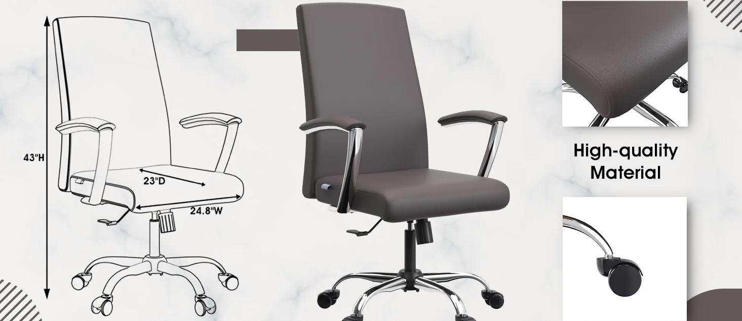 Evander Series Office Chair in Grey Leather