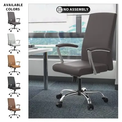 Evander Series Office Chair in Grey Leather