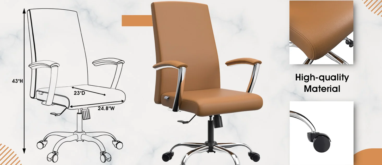 Evander Series Office Chair in Acorn Brown Leather