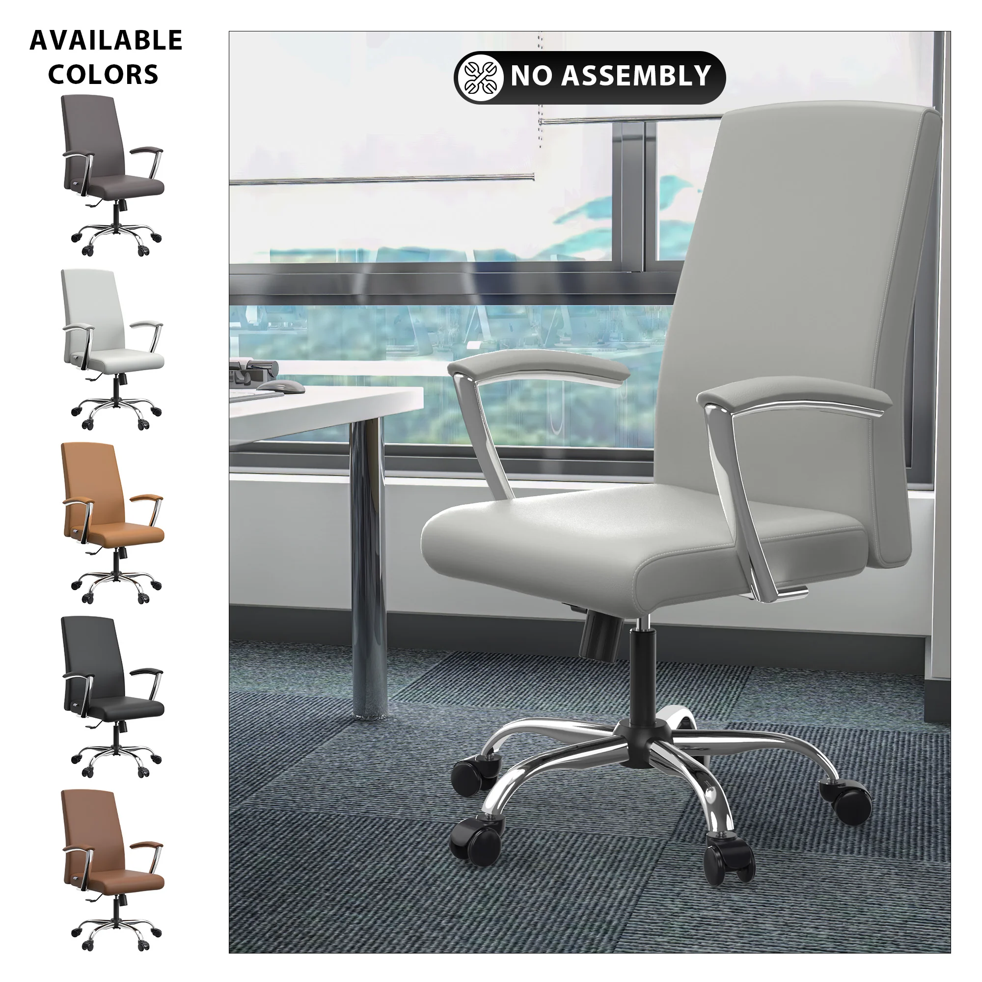 Evander Series Office Chair in White Leather