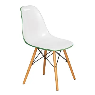 Dover Plastic Molded Dining Side Chair in White Green