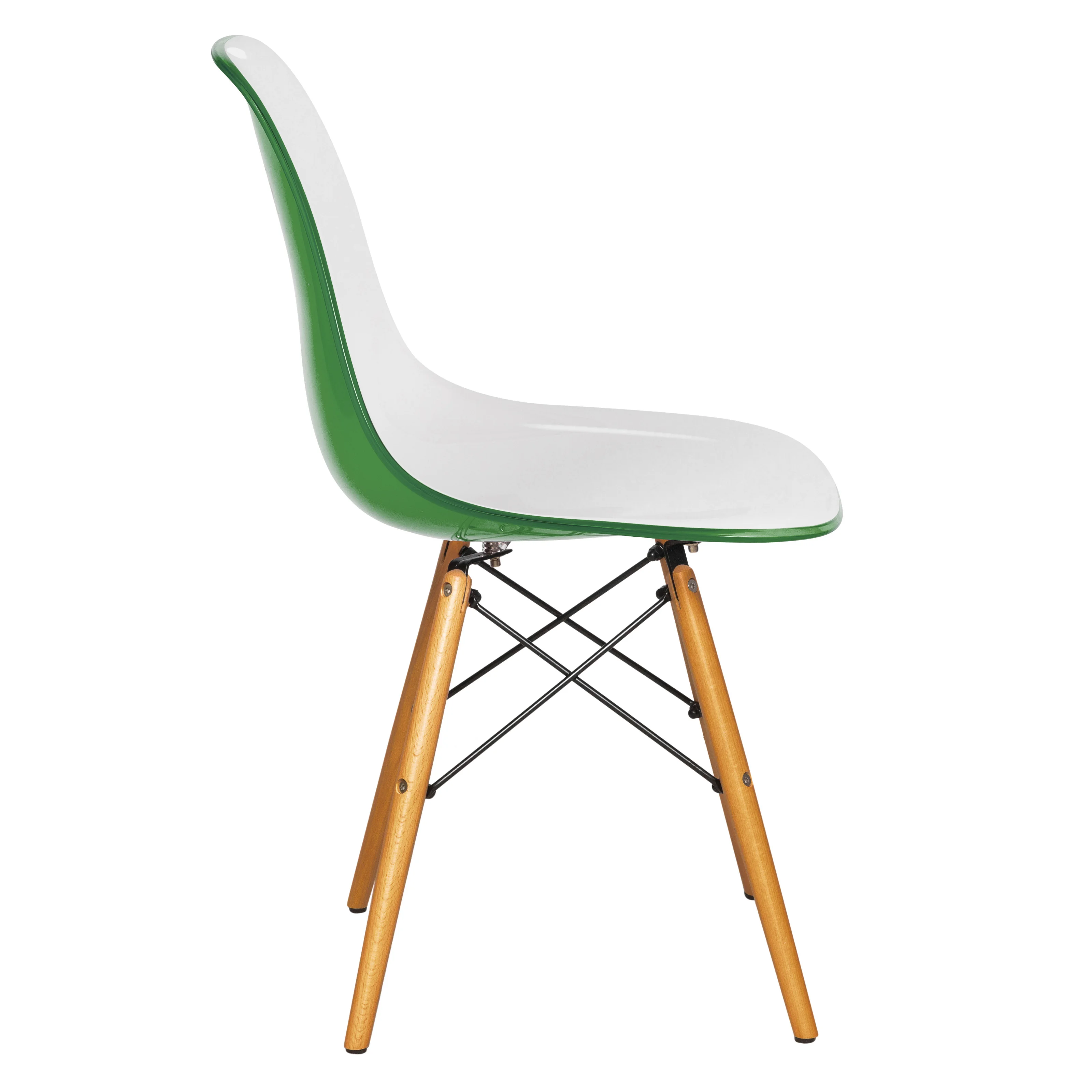 Dover Plastic Molded Dining Side Chair in White Green Set of 2