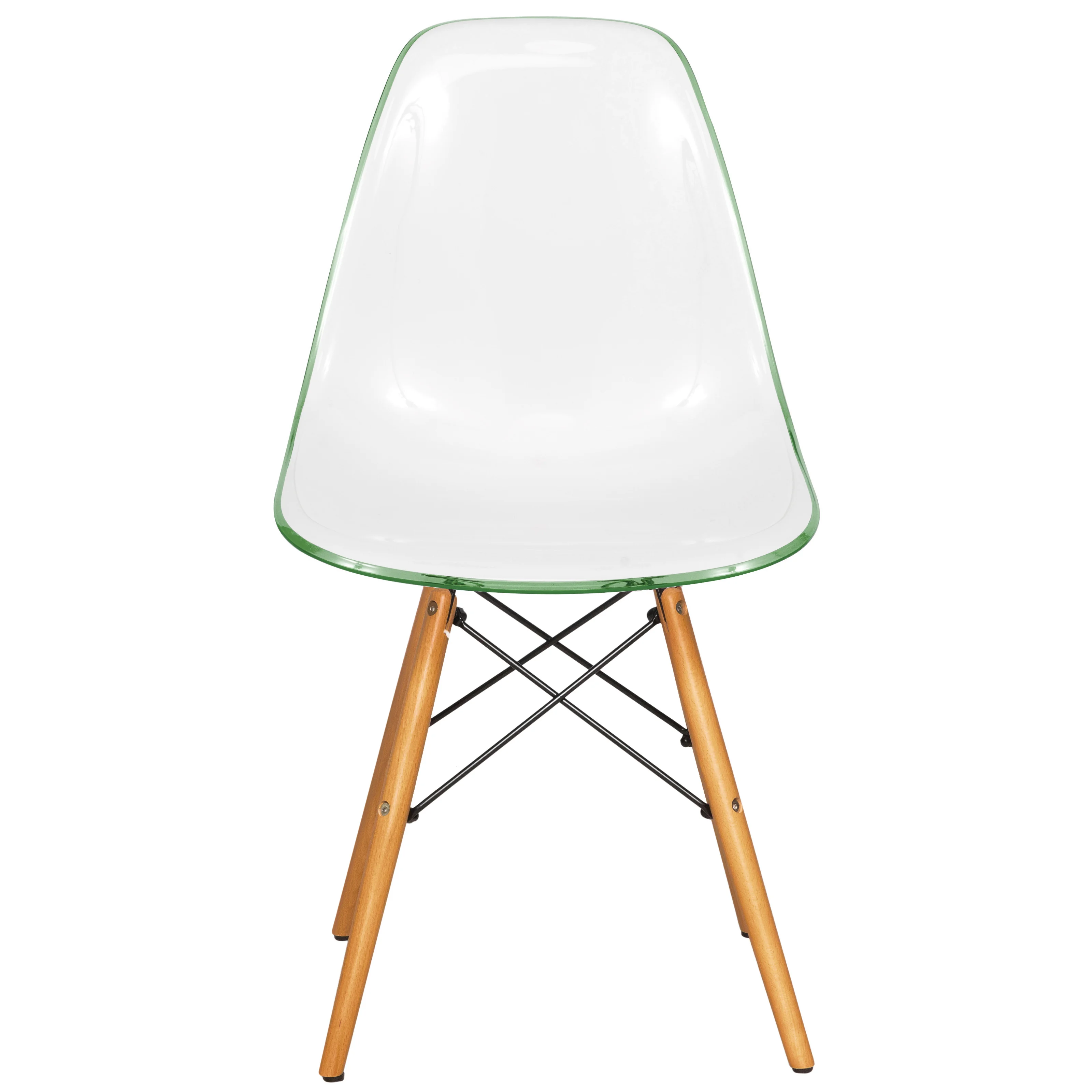 Dover Plastic Molded Dining Side Chair in White Green Set of 4