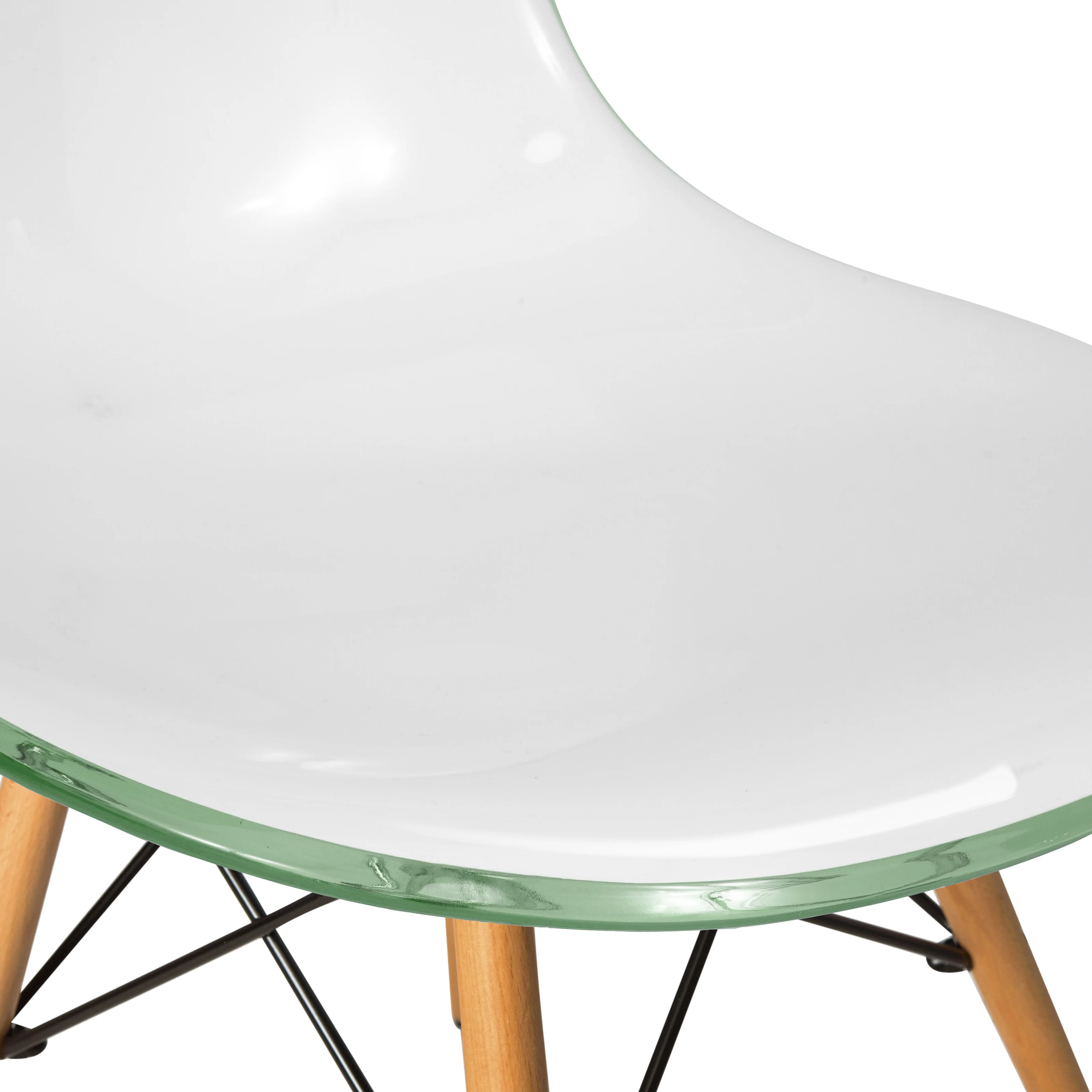 Dover Plastic Molded Dining Side Chair in White Green Set of 4