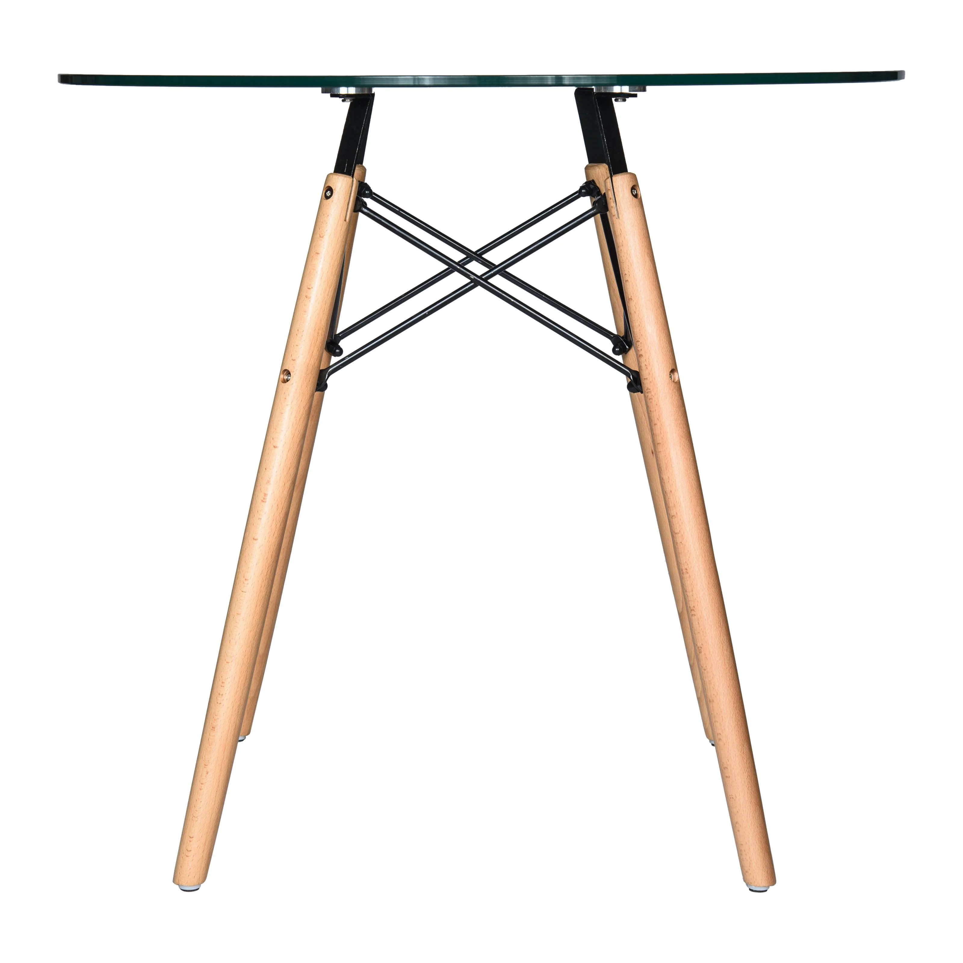 Dover 3-Piece Dining Set with Round Clear Glass Top Bistro Table and 2 Plastic Chairs in Clear