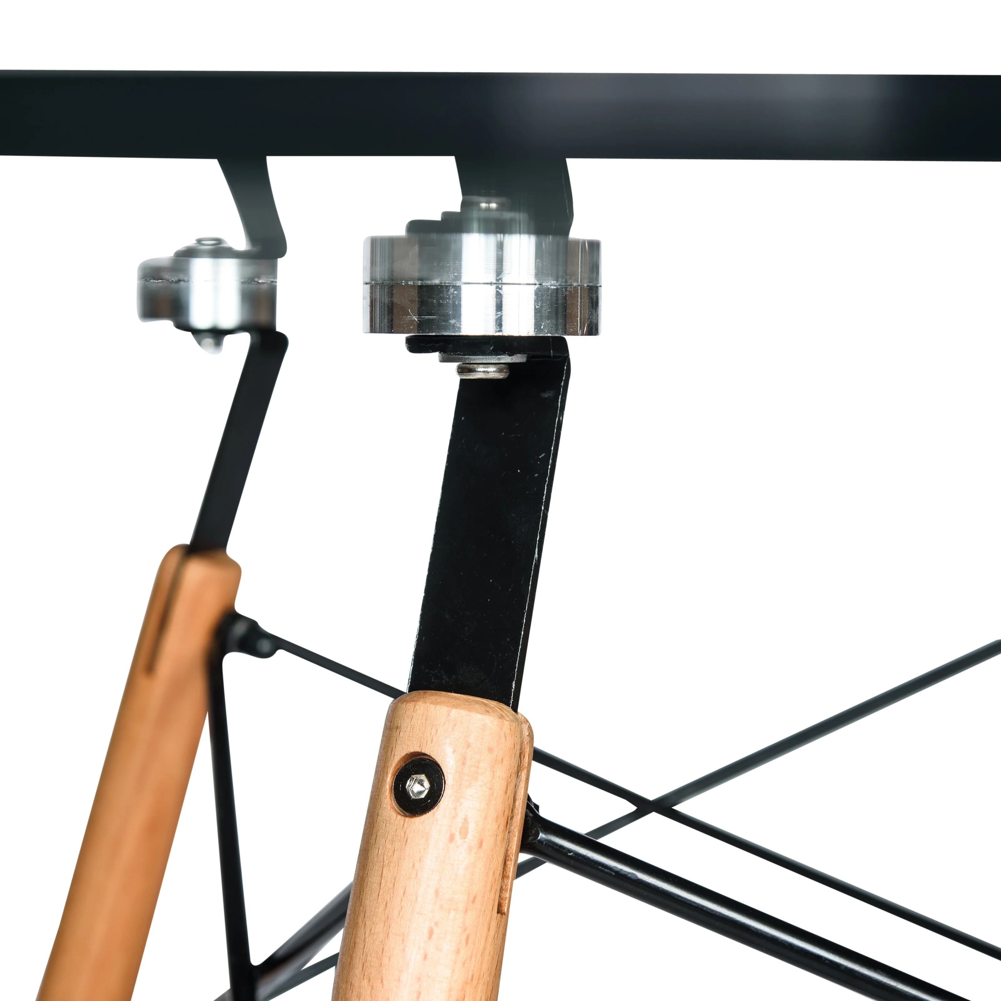 Dover Round Bistro Glass Top Dining Table W/ Natural Wood Eiffel Base