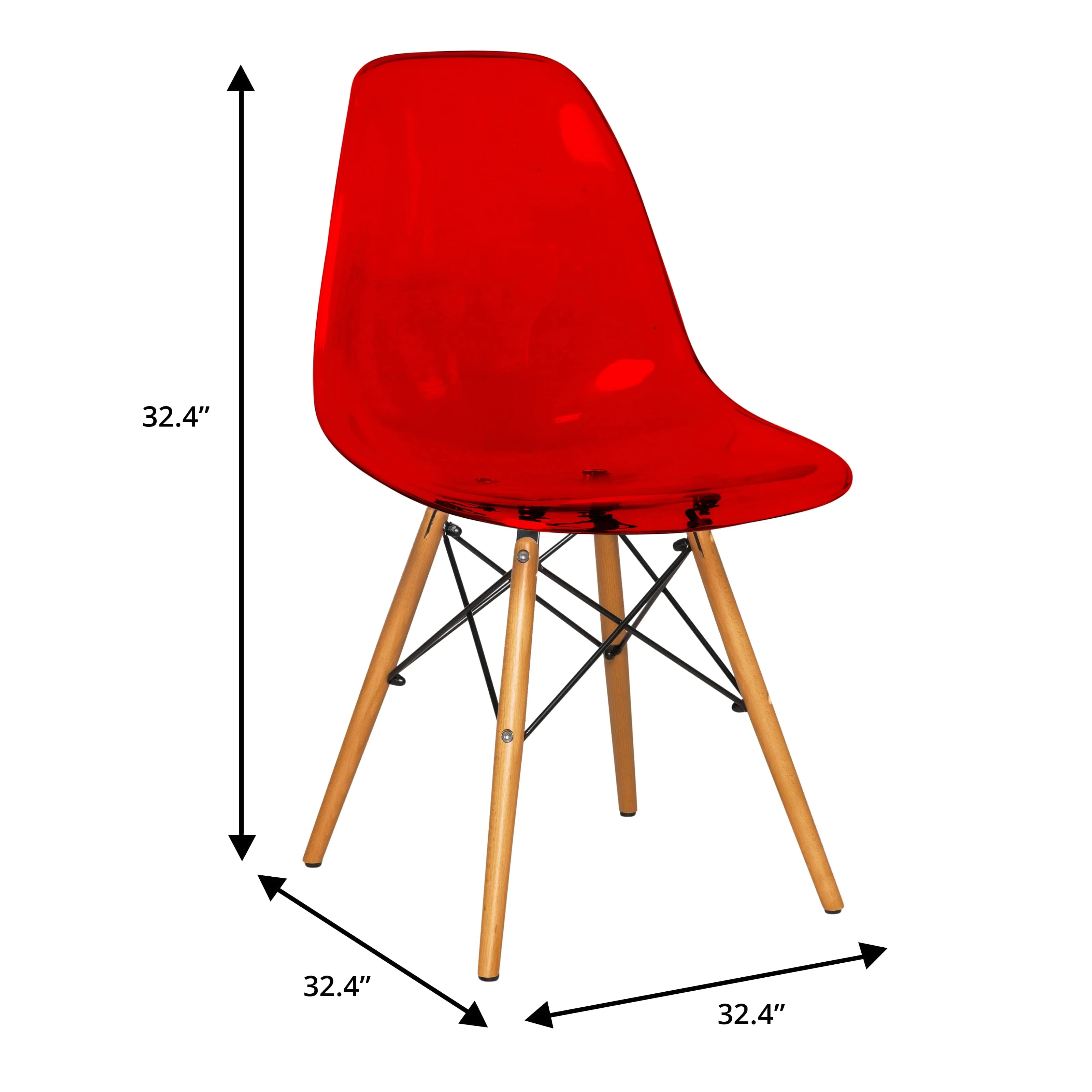 Dover 3-Piece Dining Set with Round White MDF Top Bistro Table and 2 Plastic Chairs in Red