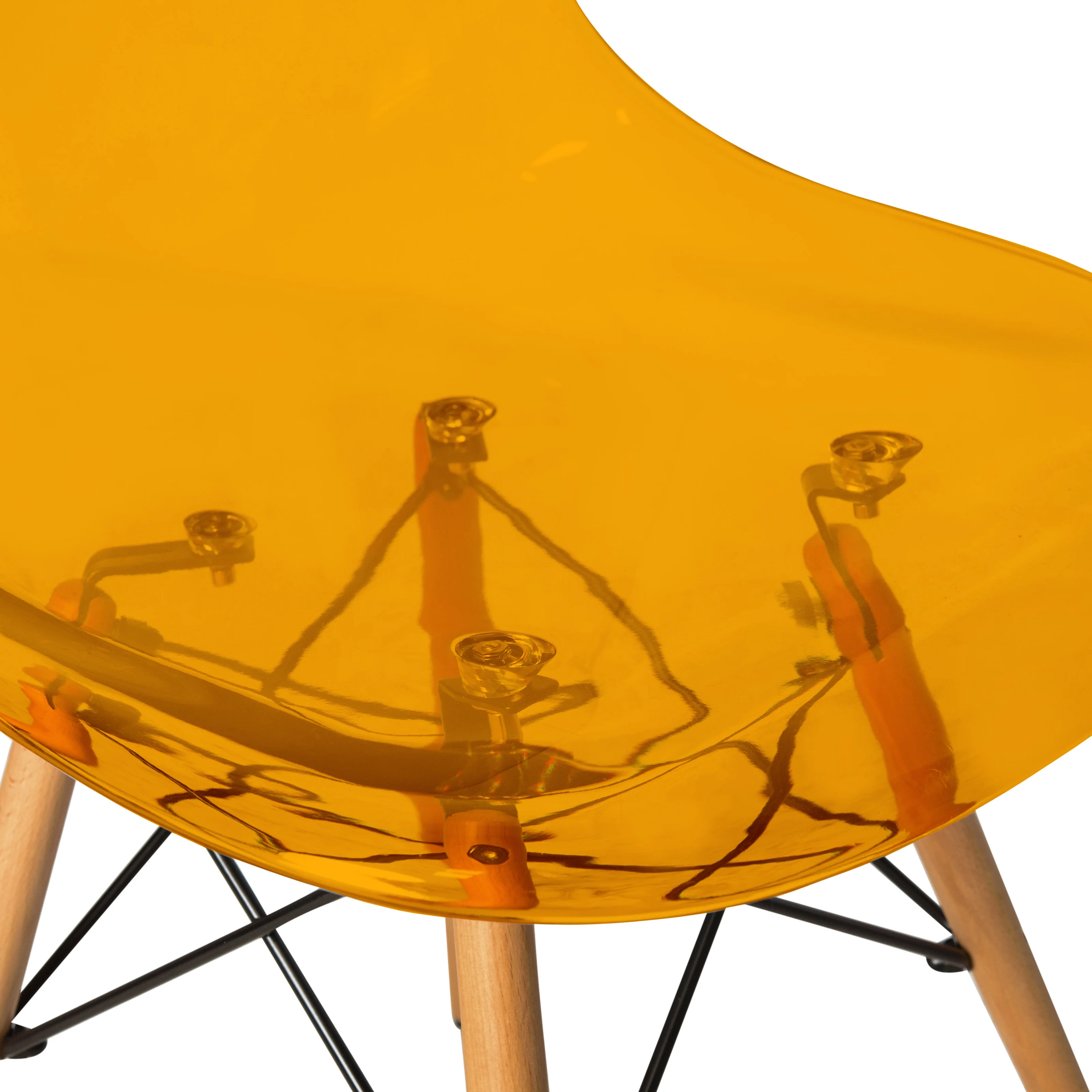 Dover 5-Piece Dining Set with 4 Plastic Chairs in Transparent Orange