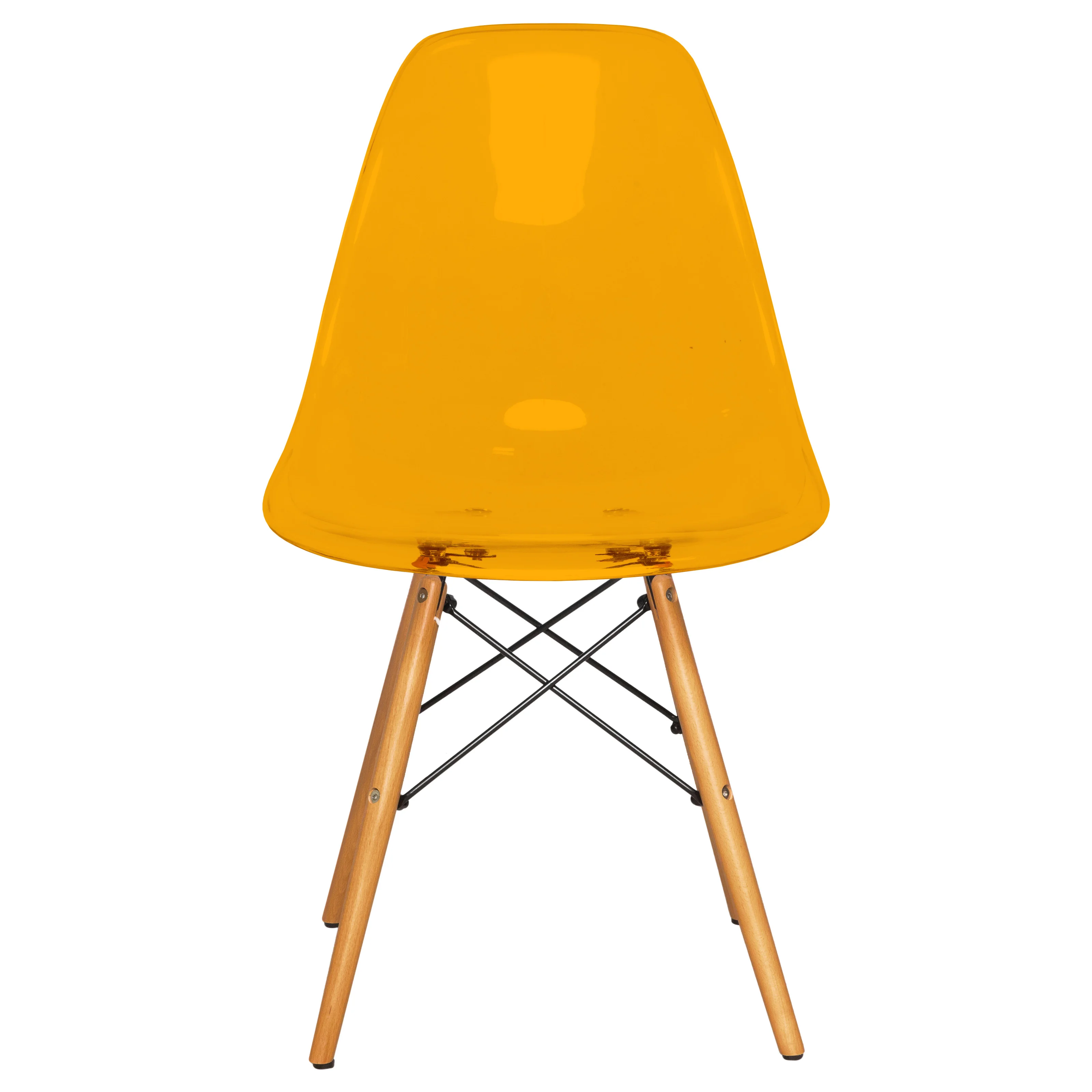 Dover 5-Piece Dining Set with 4 Plastic Chairs in Transparent Orange