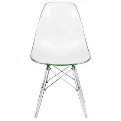 Dover Molded Side Chair with Acrylic Base in White Green