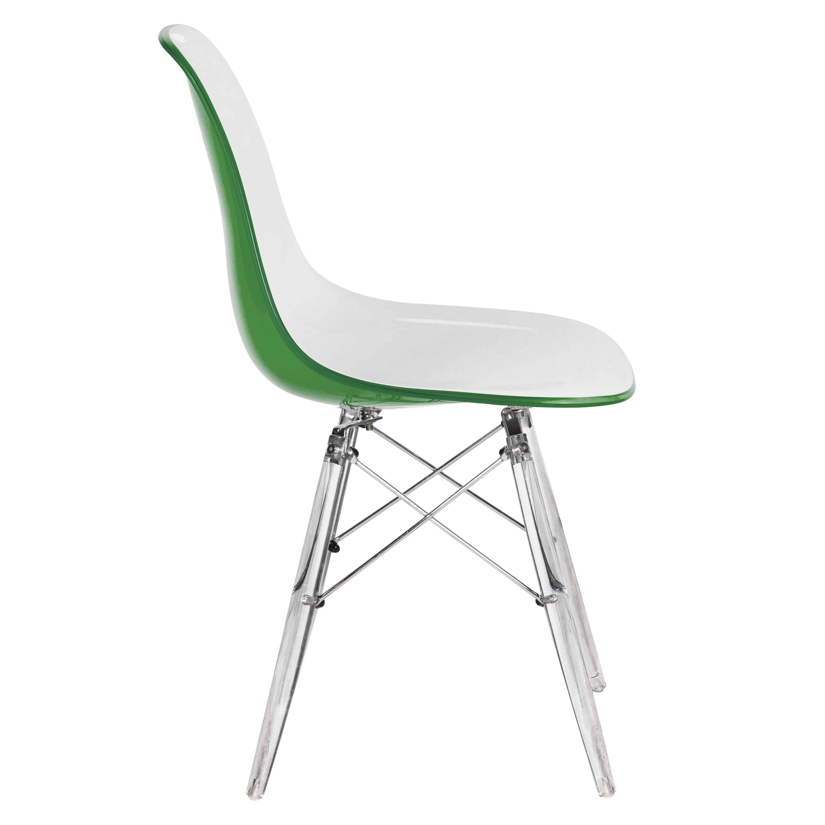 Dover Molded Side Chair with Acrylic Base in White Green Set of 2