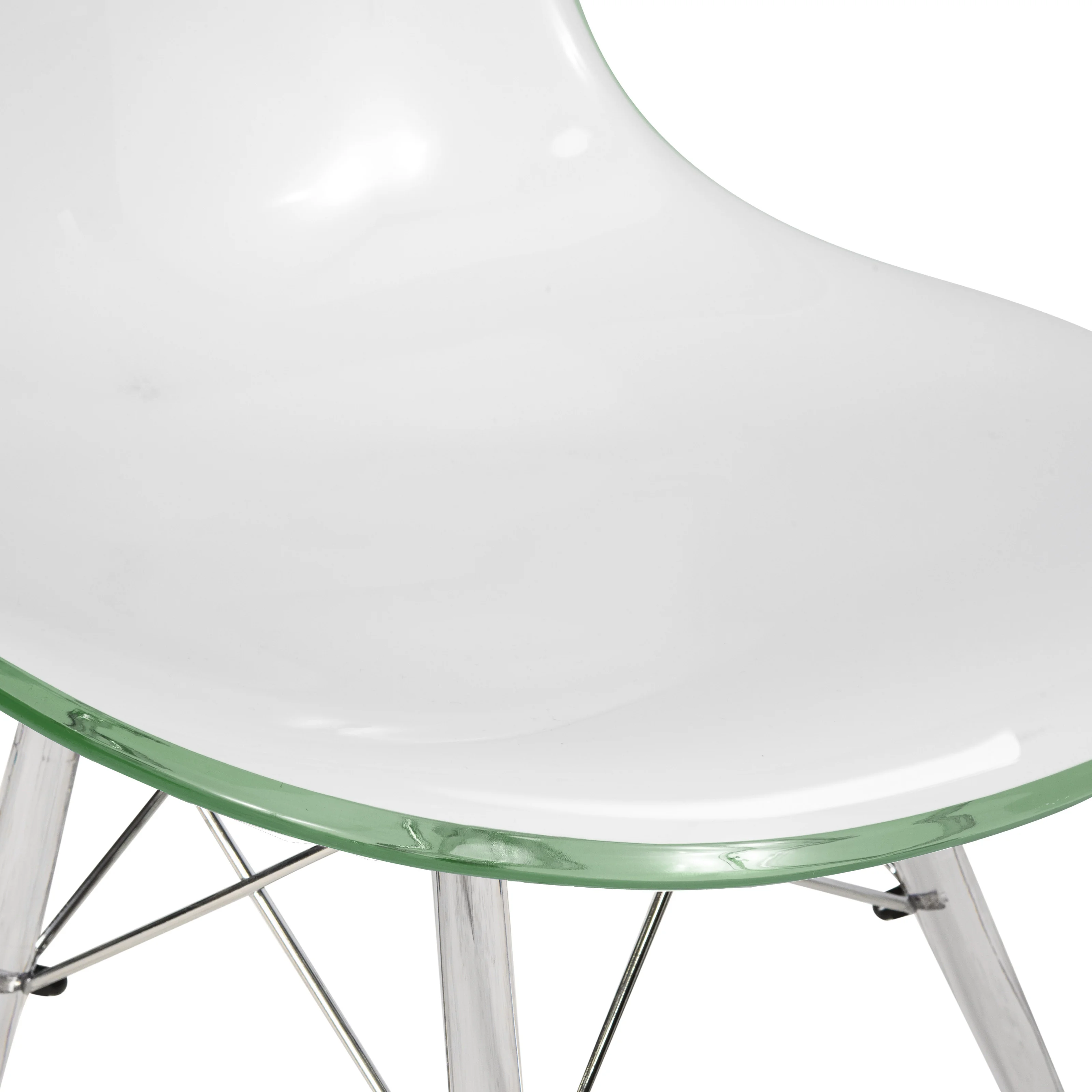 Dover Molded Side Chair with Acrylic Base in White Green Set of 2