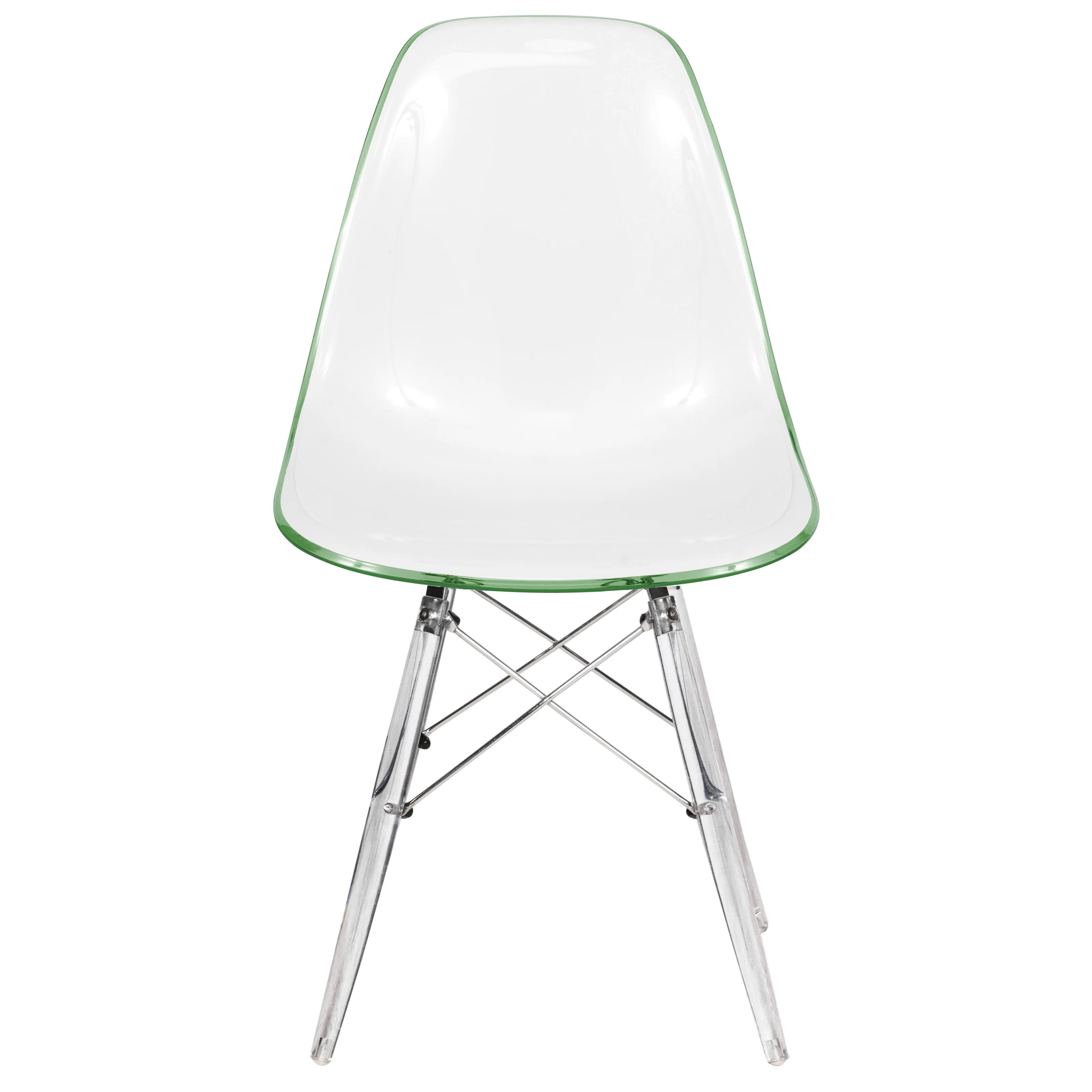 Dover Molded Side Chair with Acrylic Base in White Green Set of 4