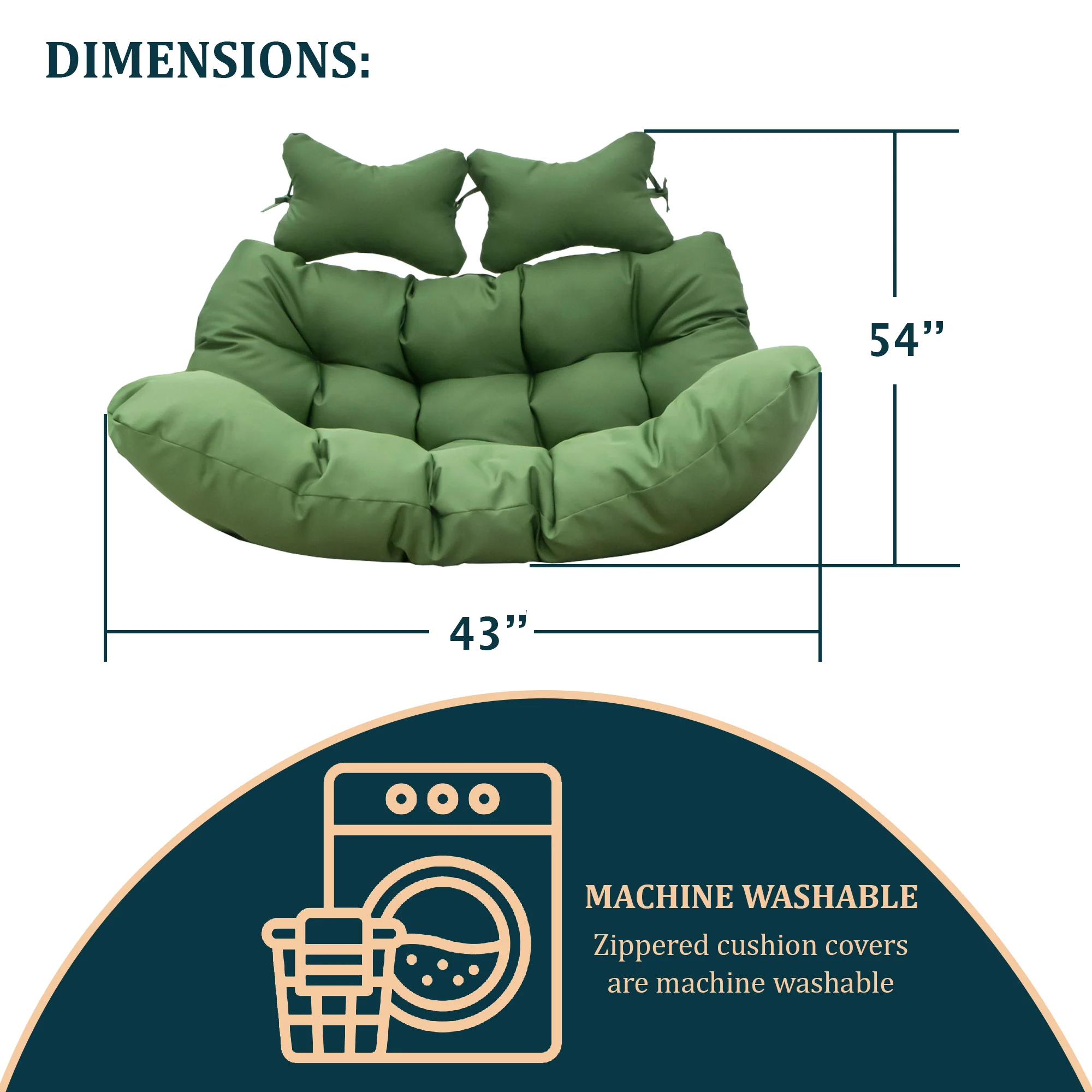 Wicker 2 Person Double Folding Hanging Egg Swing Cushion