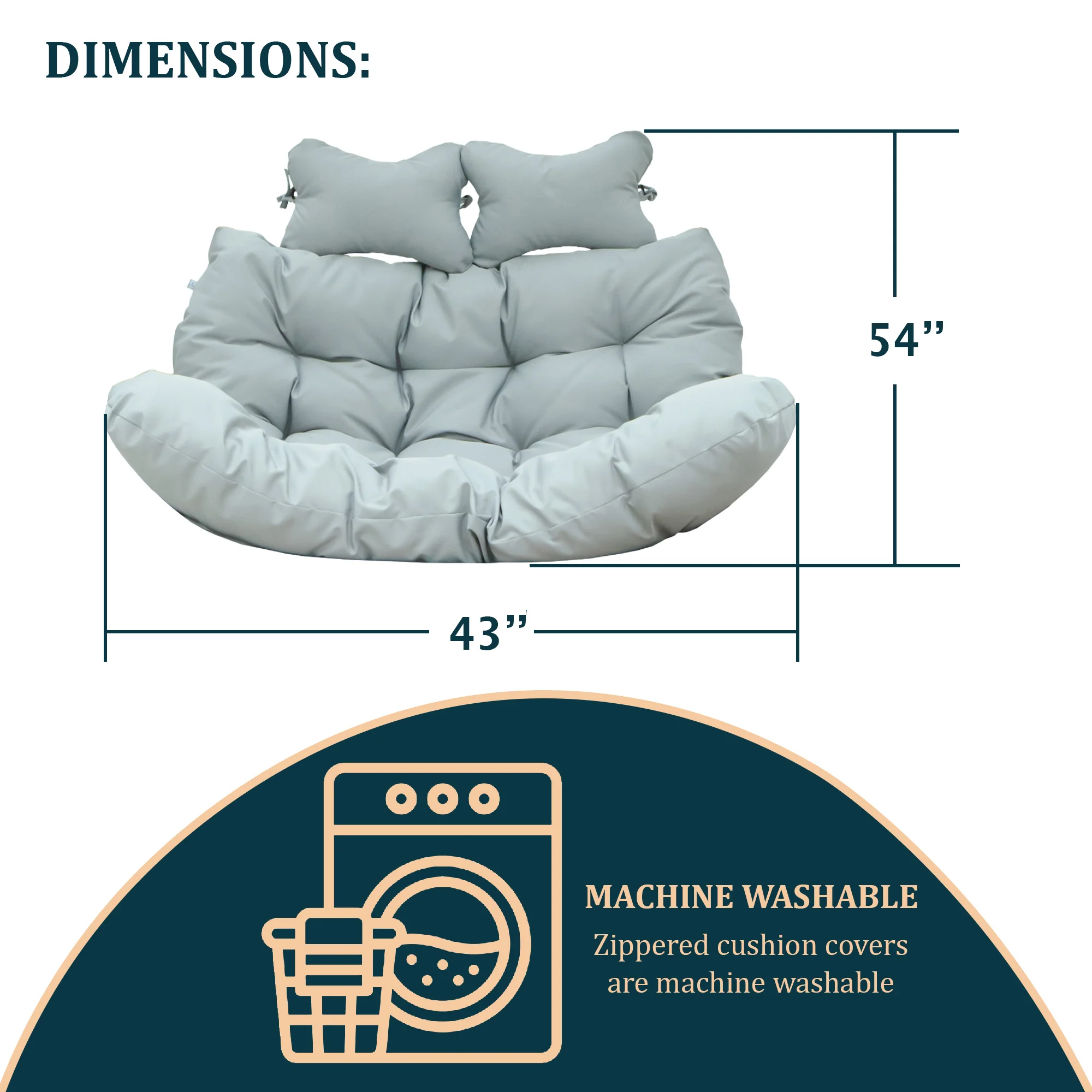 Wicker 2 Person Double Folding Hanging Egg Swing Cushion