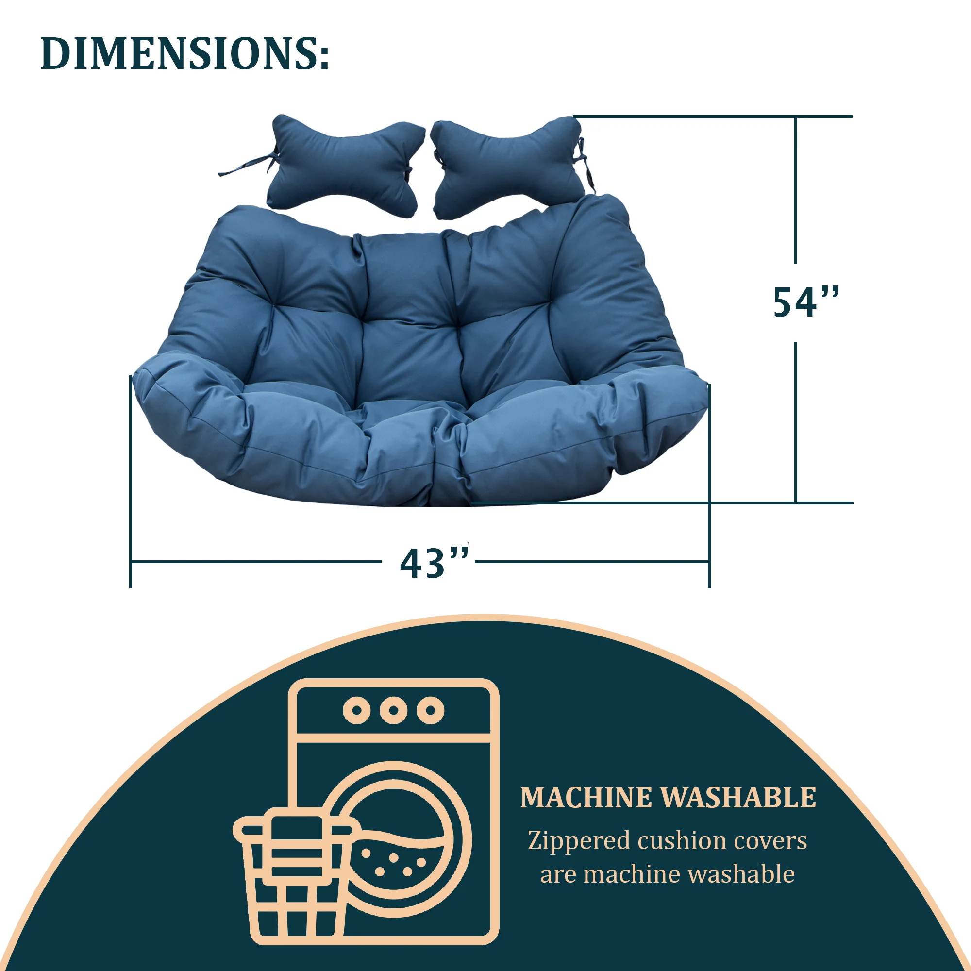 Wicker 2 Person Double Folding Hanging Egg Swing Cushion
