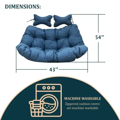 Wicker 2 Person Double Folding Hanging Egg Swing Cushion