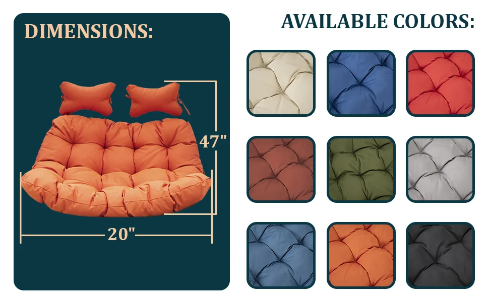 Wicker 2 Person Double Folding Hanging Egg Swing Cushion