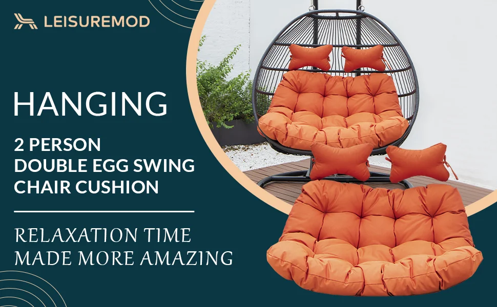 Wicker 2 Person Double Folding Hanging Egg Swing Cushion
