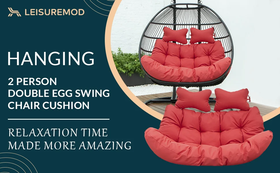 Wicker 2 Person Double Folding Hanging Egg Swing Cushion
