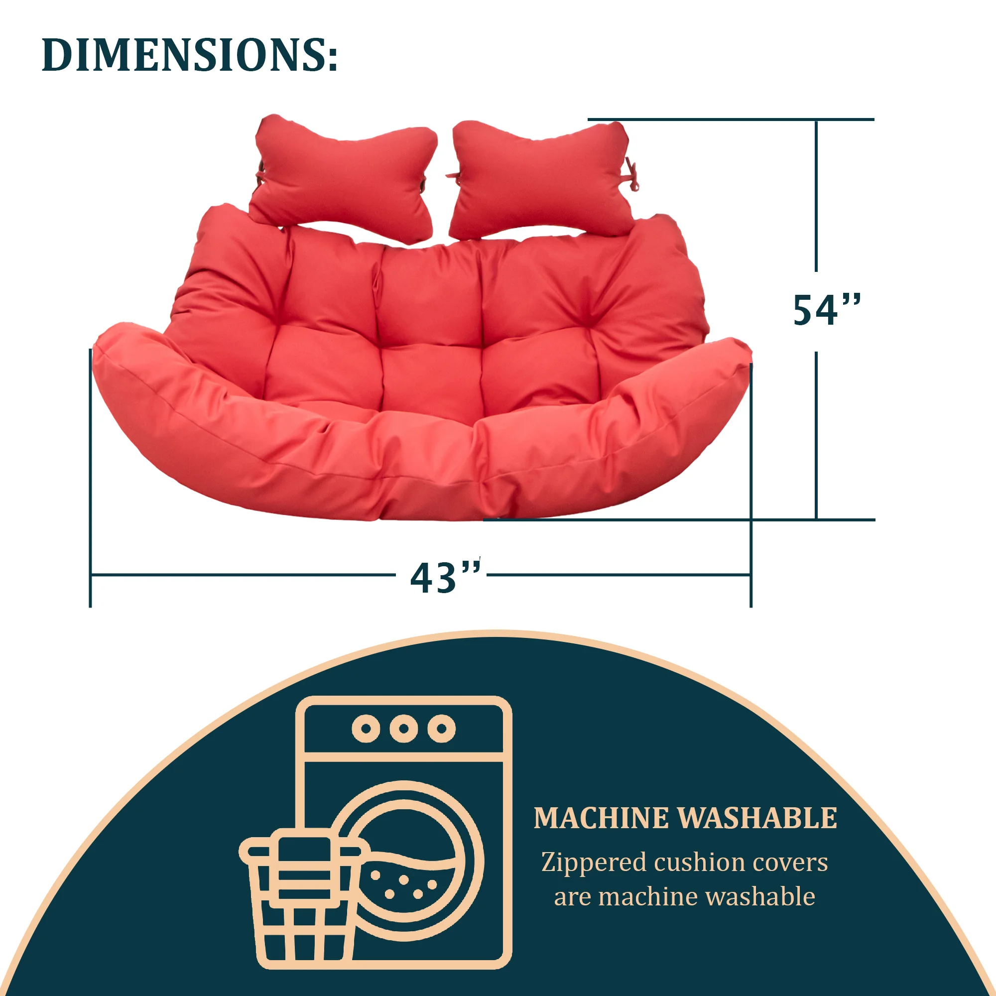 Wicker 2 Person Double Folding Hanging Egg Swing Cushion